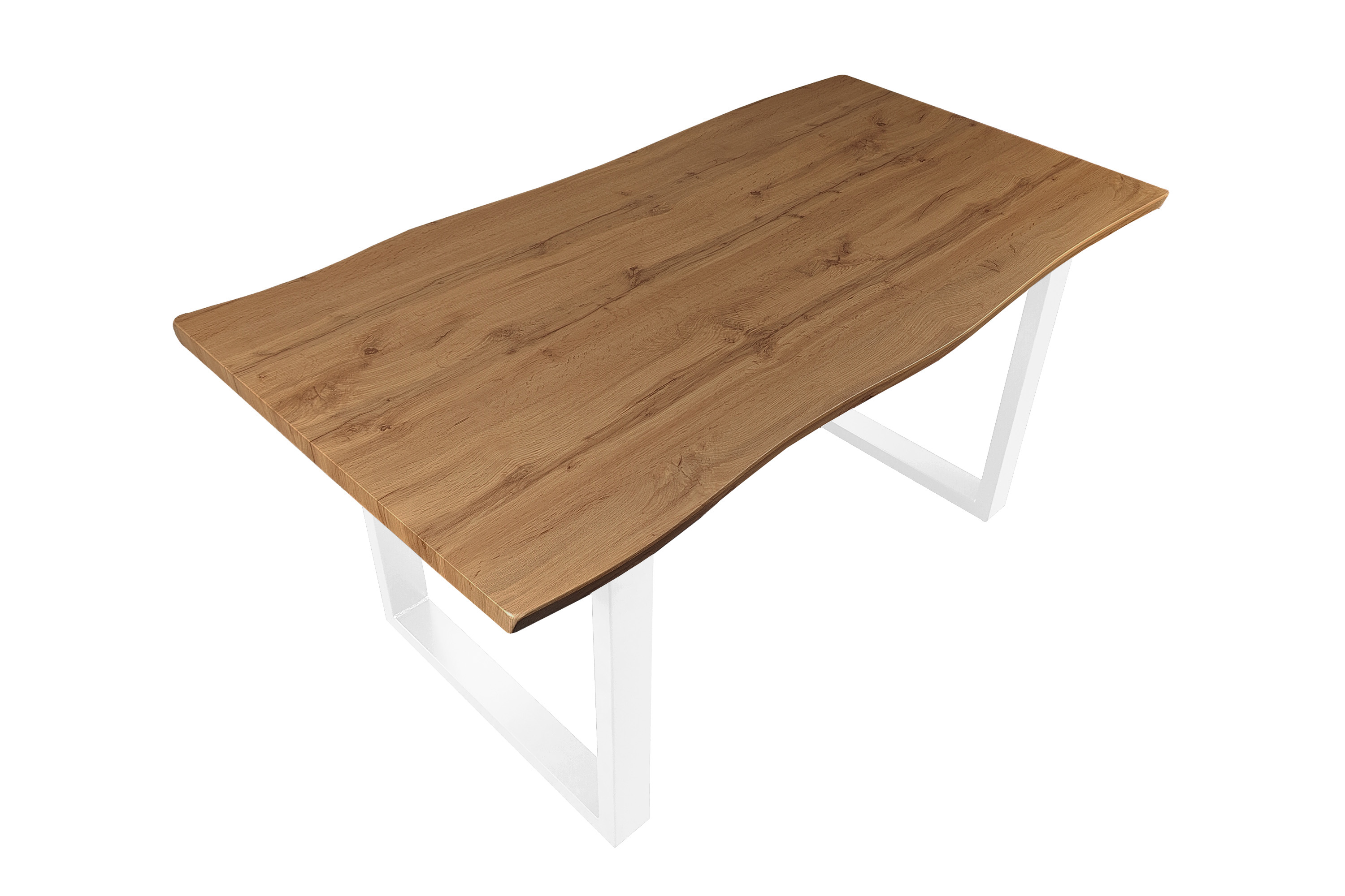 Esstisch Baumkante Holz Wildeiche-Optik 160 x 85 U-Gestell weiß JOSY Esstisch Baumkante Holz Wildeiche-Optik 160 x 85 U-Gestell weiß JOSY
