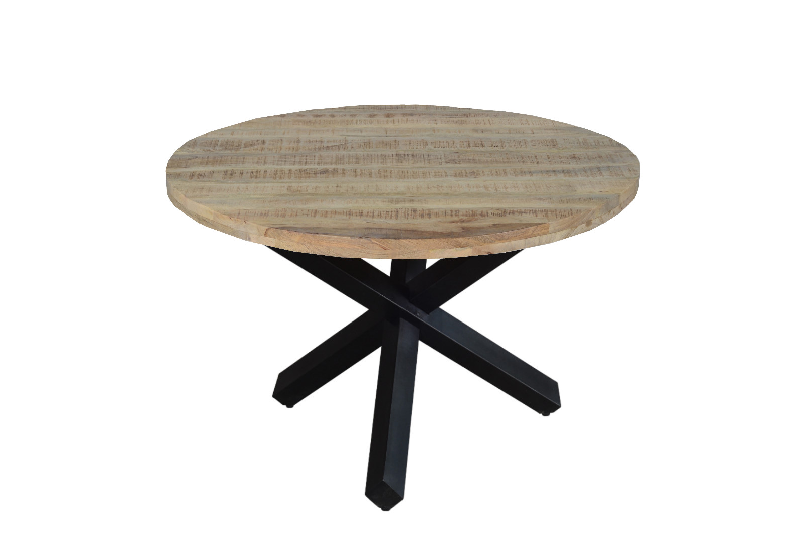 Esszimmertisch rund 120 cm Mangoholz Natur Schwarz RUNIS Esszimmertisch rund 120 cm Mangoholz Natur Schwarz RUNIS