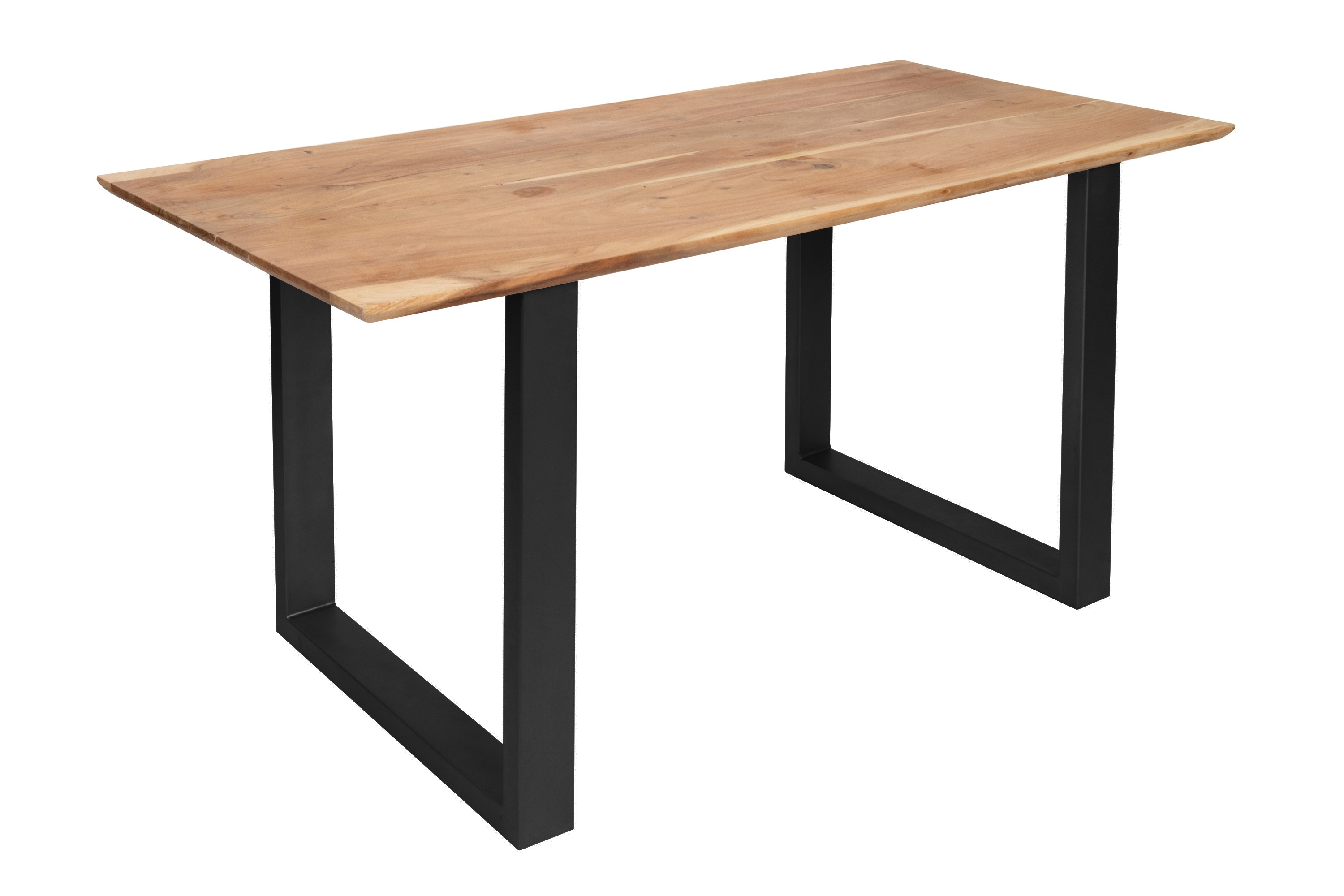 Esstisch 160 x 85 cm Akazie massiv naturfarben Schweizer Kante U-Gestell ATLANTA Esstisch 160 x 85 cm Akazie massiv naturfarben Schweizer Kante U-Gestell ATLANTA
