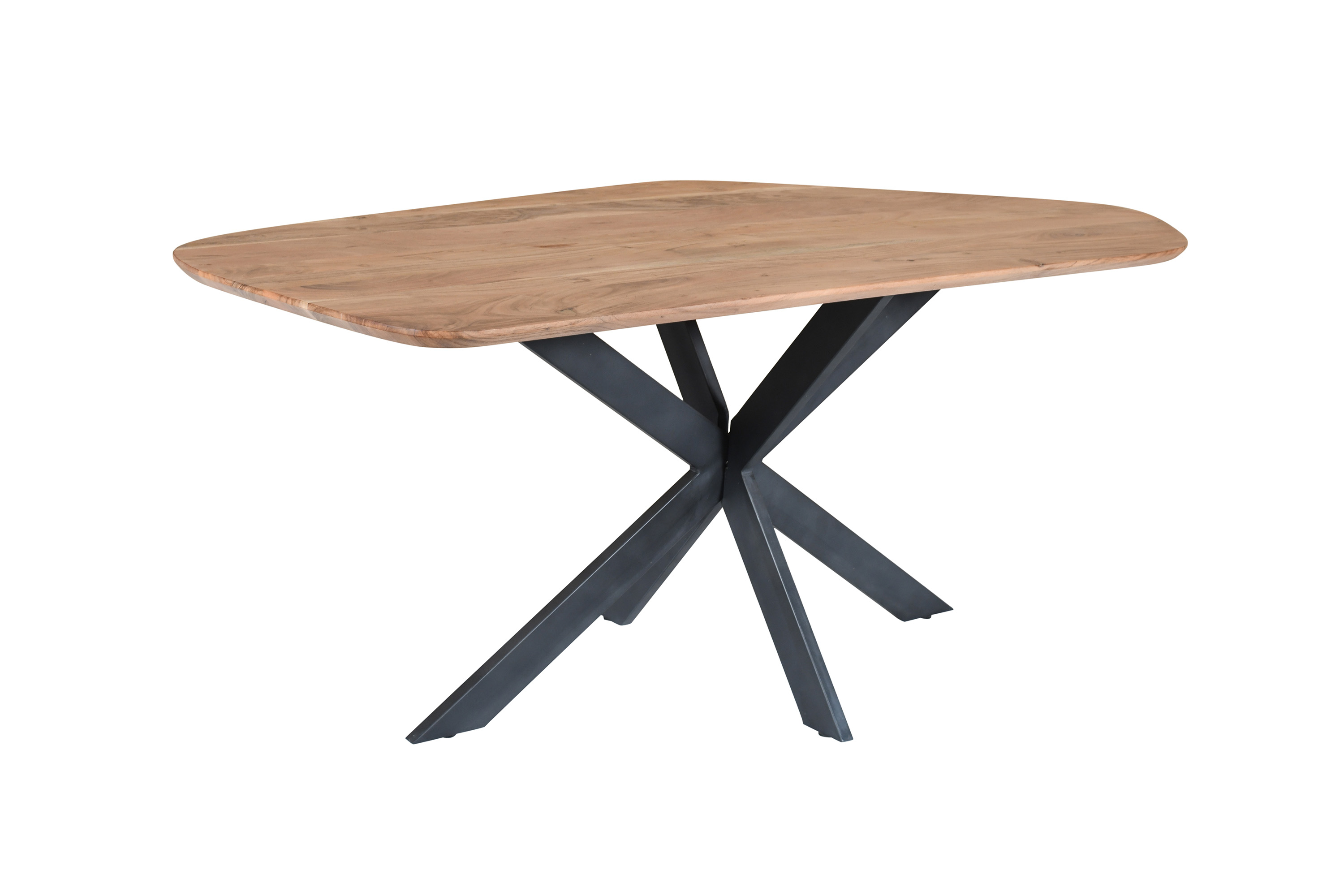 Esstisch 178 x 80 x 77 cm Akazie massiv naturfarben Schweizer Kante Spider-Gestell MILA Esstisch 178 x 80 x 77 cm Akazie massiv naturfarben Schweizer Kante Spider-Gestell MILA