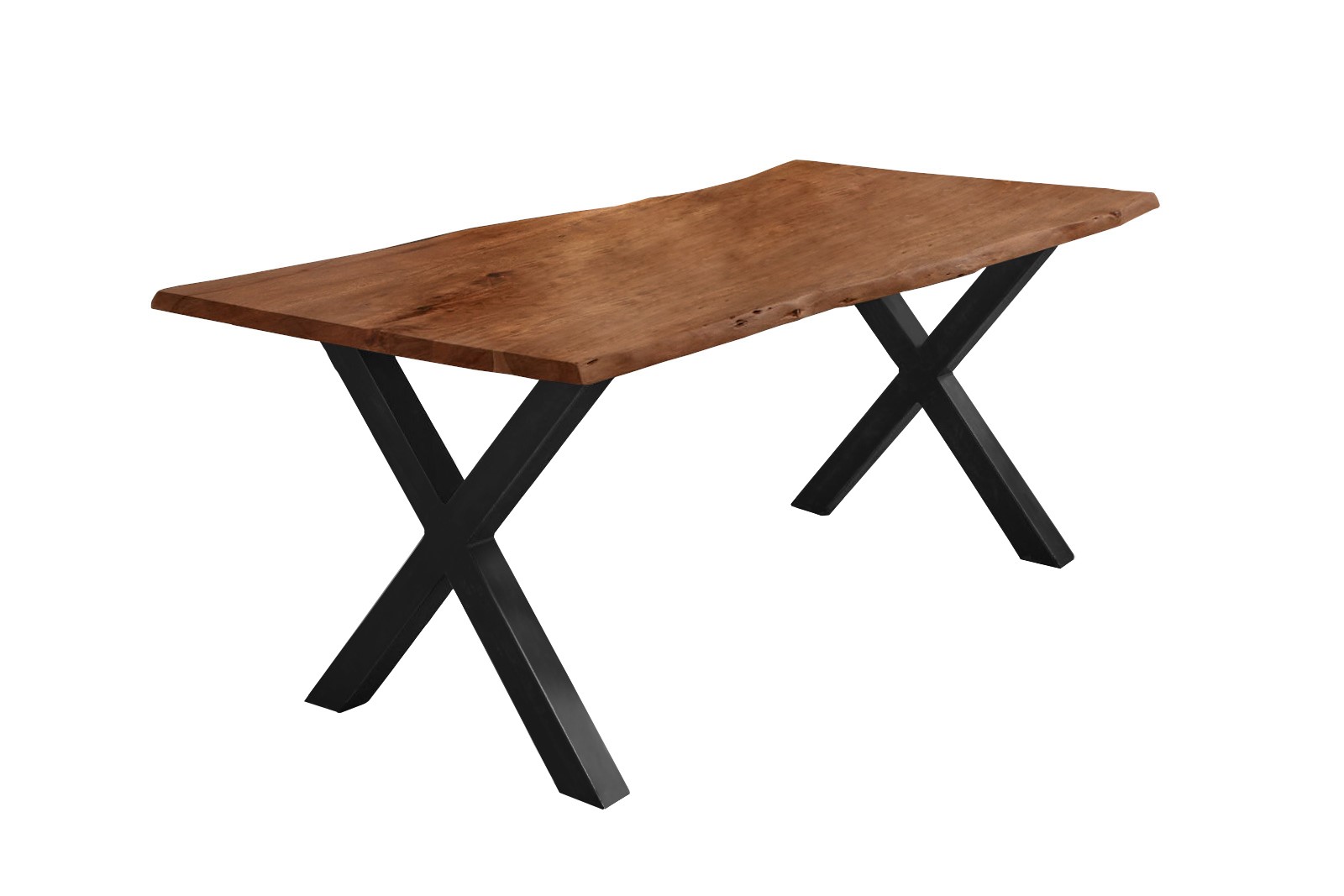 Esstisch Akazie nussbaumfarben 120 x 80 cm X-Gestell schwarz FREDERIK