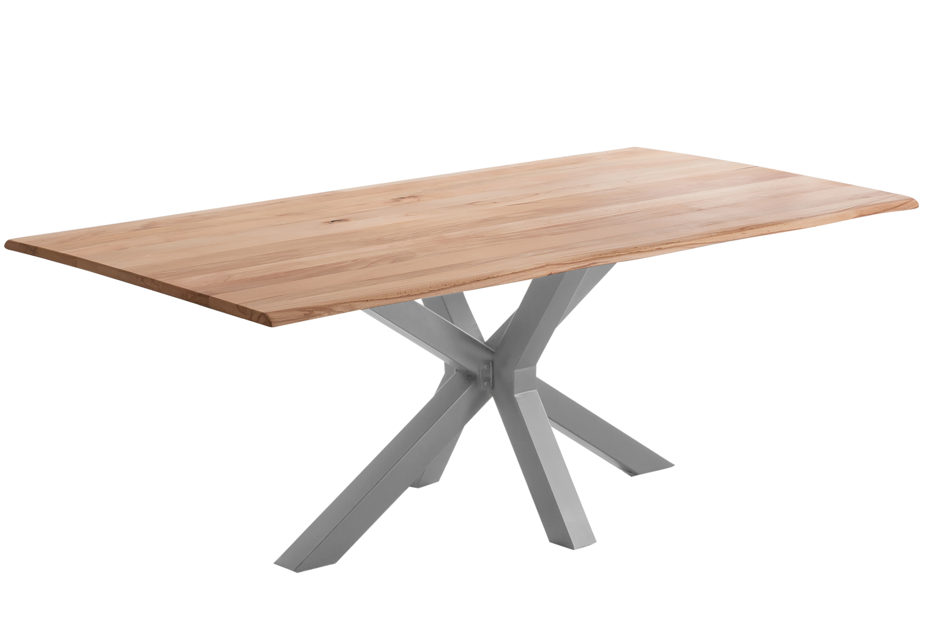 Esstisch Baumkante Massiv Wildbuche 160 x 85 silber Spider-Gestell Gent Esstisch Baumkante Massiv Wildbuche 160 x 85 silber Spider-Gestell Gent