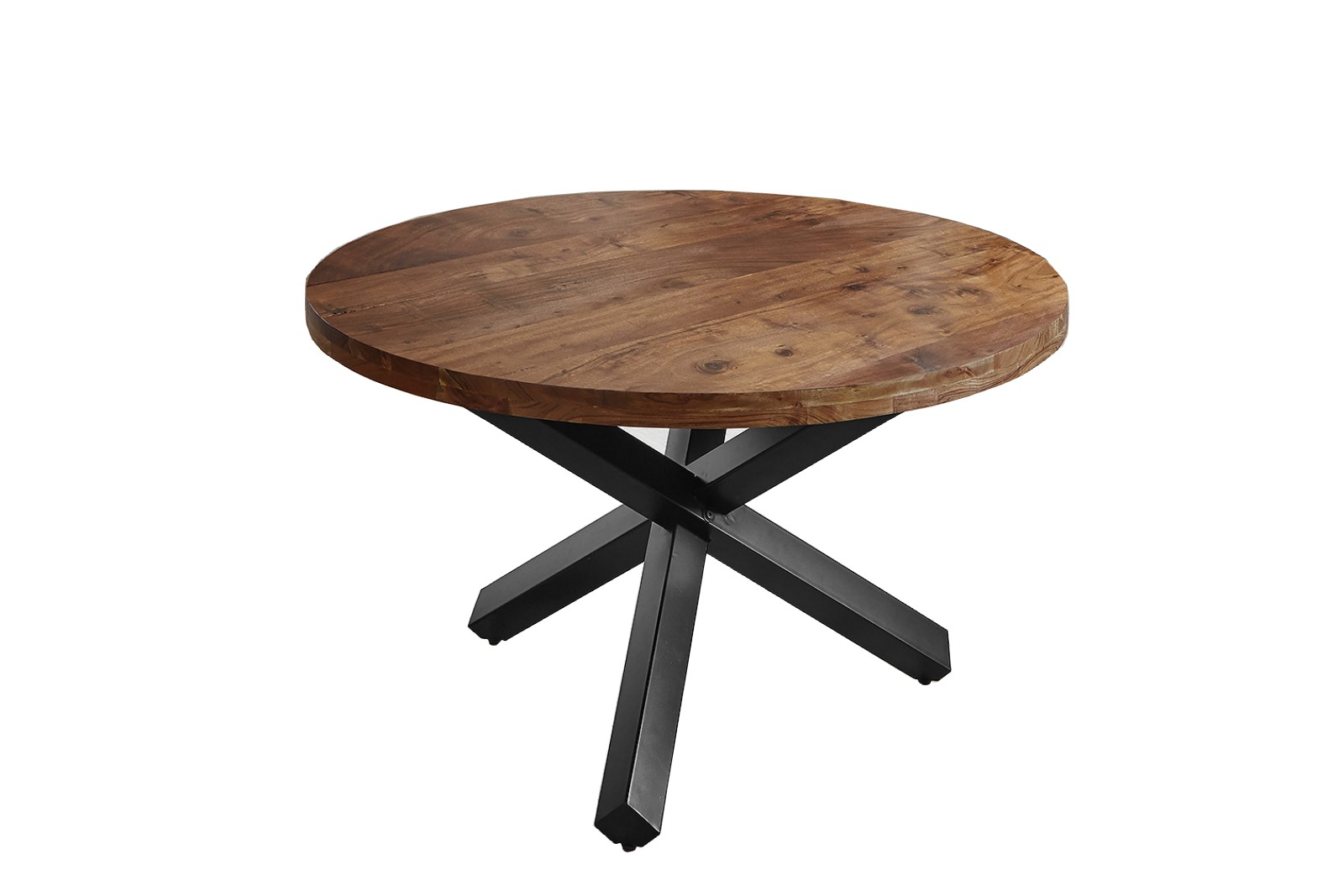Esszimmertisch rund 140 cm Akazienholz Nussbaum Schwarz RUNA Esszimmertisch rund 140 cm Akazienholz Nussbaum Schwarz RUNA
