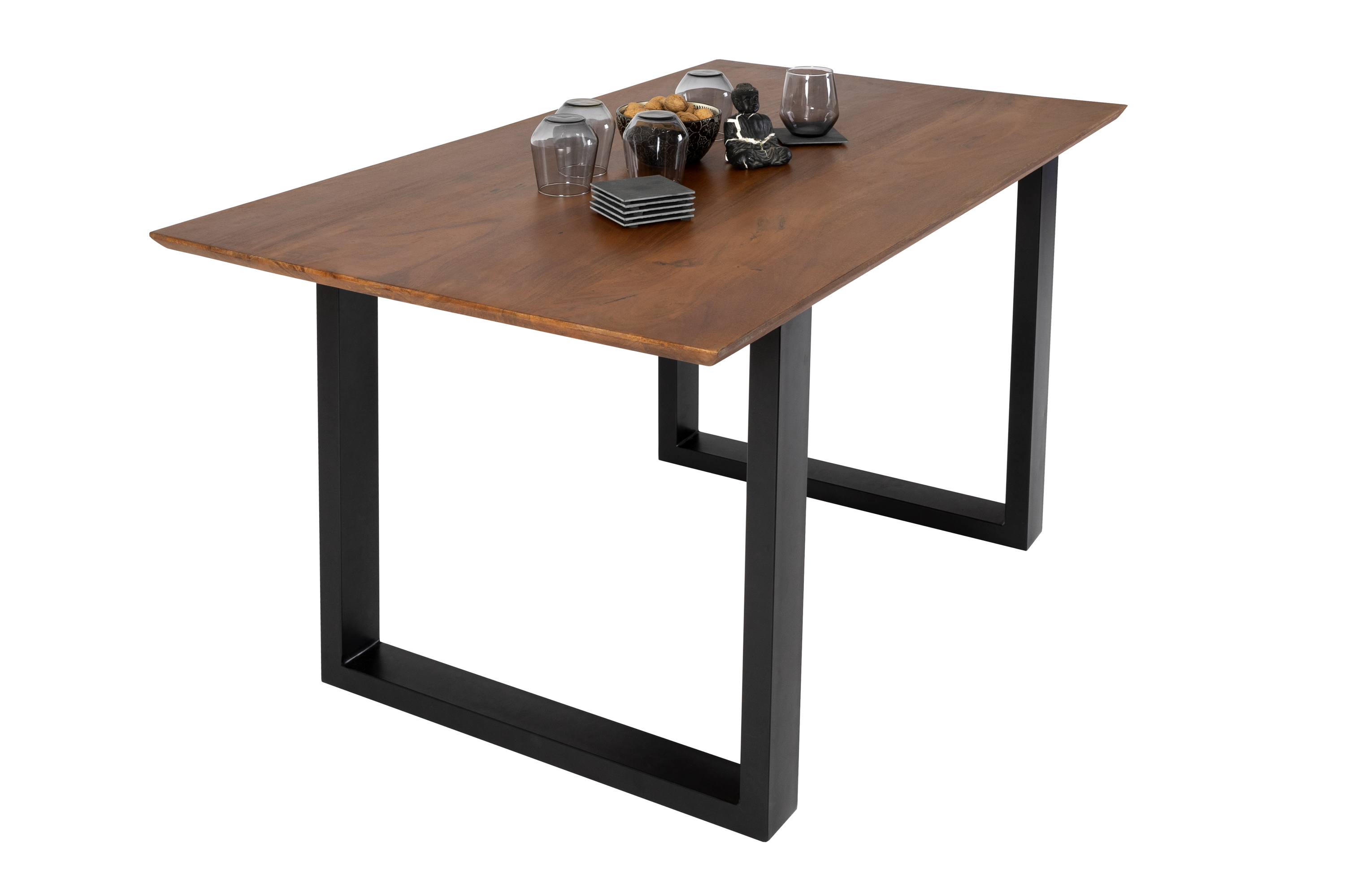 Esstisch 140x80cm Akazie massiv nussbaumfarben schweizer Kante U-Gestell ATLANTA Esstisch 140x80cm Akazie massiv nussbaumfarben schweizer Kante U-Gestell ATLANTA