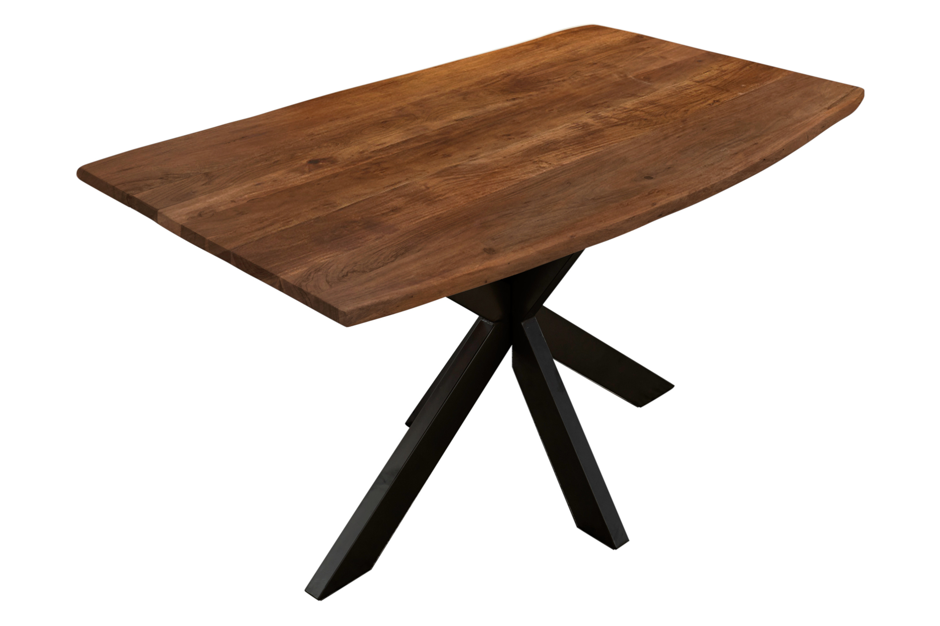 Esstisch Baumkante massiv Akazie nussbaum 180 x 90 cm Spider-Gestell schwarz Kalea Esstisch Baumkante massiv Akazie nussbaum 180 x 90 cm Spider-Gestell schwarz Kalea