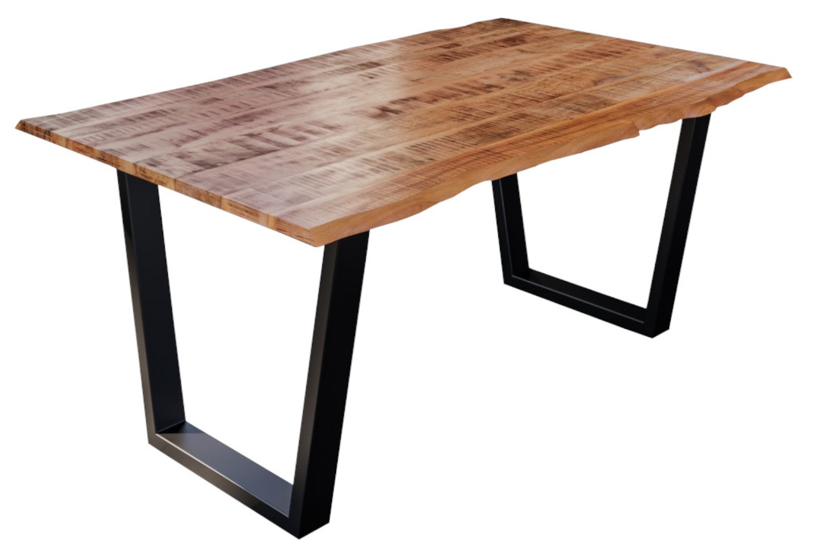 Esstisch Baumkante Massiv Mango naturfarben 120 x 80 schwarz V-Gestell DORA Esstisch Baumkante Massiv Mango naturfarben 120 x 80 schwarz V-Gestell DORA