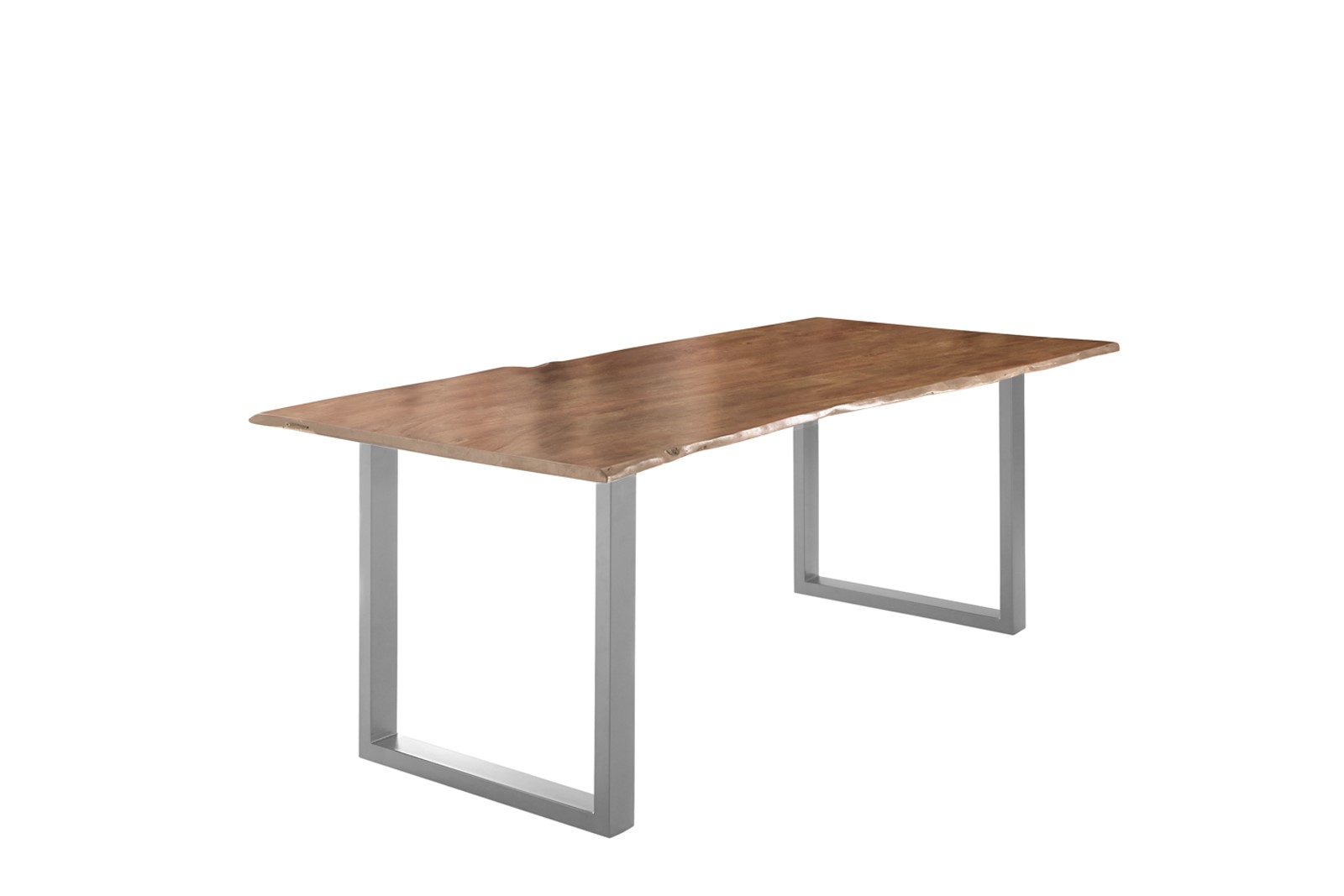 Esstisch Baumkante massiv Akazie natur 220 x 100 silber U-Gestell LUBIN Esstisch Baumkante massiv Akazie natur 220 x 100 silber U-Gestell LUBIN