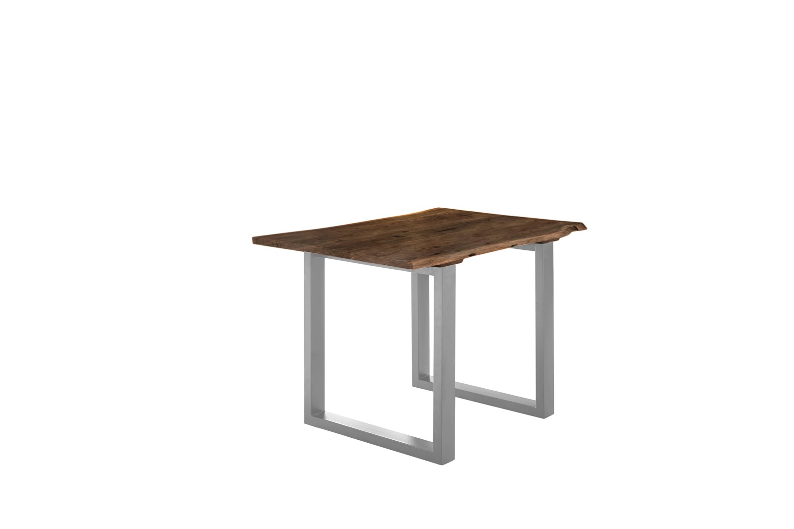 Esstisch Baumkante massiv Akazie nussbaum 120 x 80 silber U-Gestell LUBIN Esstisch Baumkante massiv Akazie nussbaum 120 x 80 silber U-Gestell LUBIN