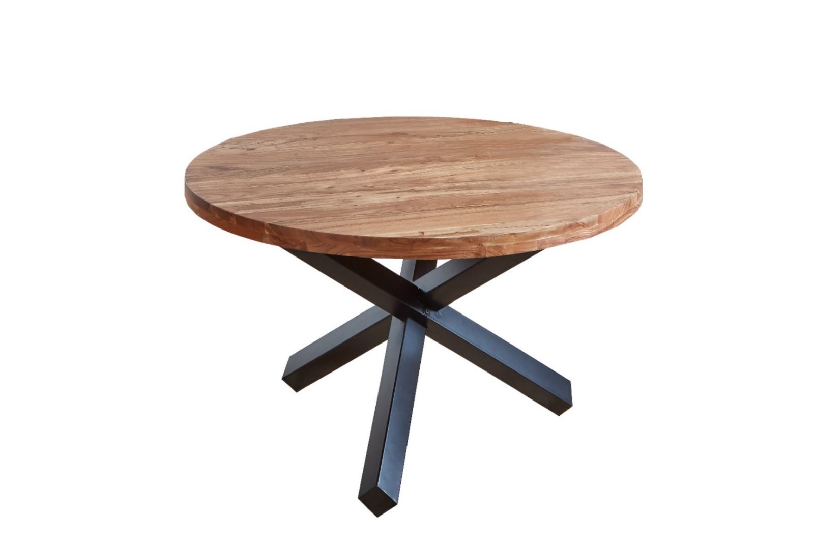 Esszimmertisch rund 140 cm Akazienholz Natur Schwarz RUNA Esszimmertisch rund 140 cm Akazienholz Natur Schwarz RUNA