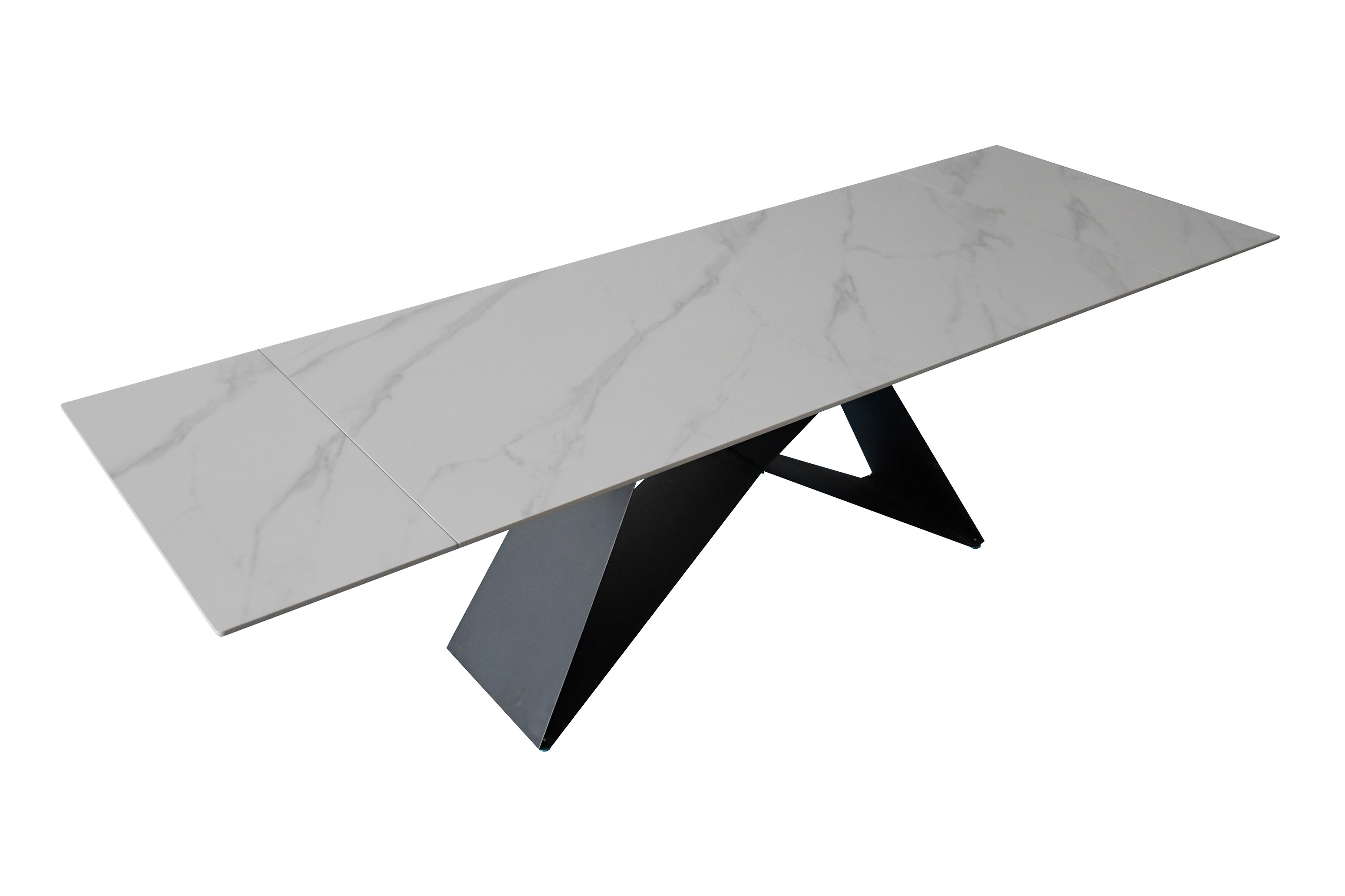 Esstisch Keramik weiß 180(220) x 90 ausziehbar Butterfly-Gestell schwarz MIA Esstisch Keramik weiß 180(220) x 90 ausziehbar Butterfly-Gestell schwarz MIA