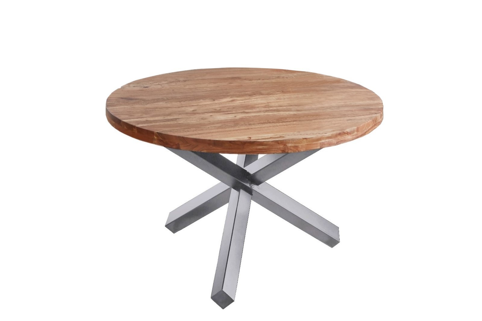 Esszimmertisch rund 140 cm Akazienholz Natur Silber RUNA Esszimmertisch rund 140 cm Akazienholz Natur Silber RUNA