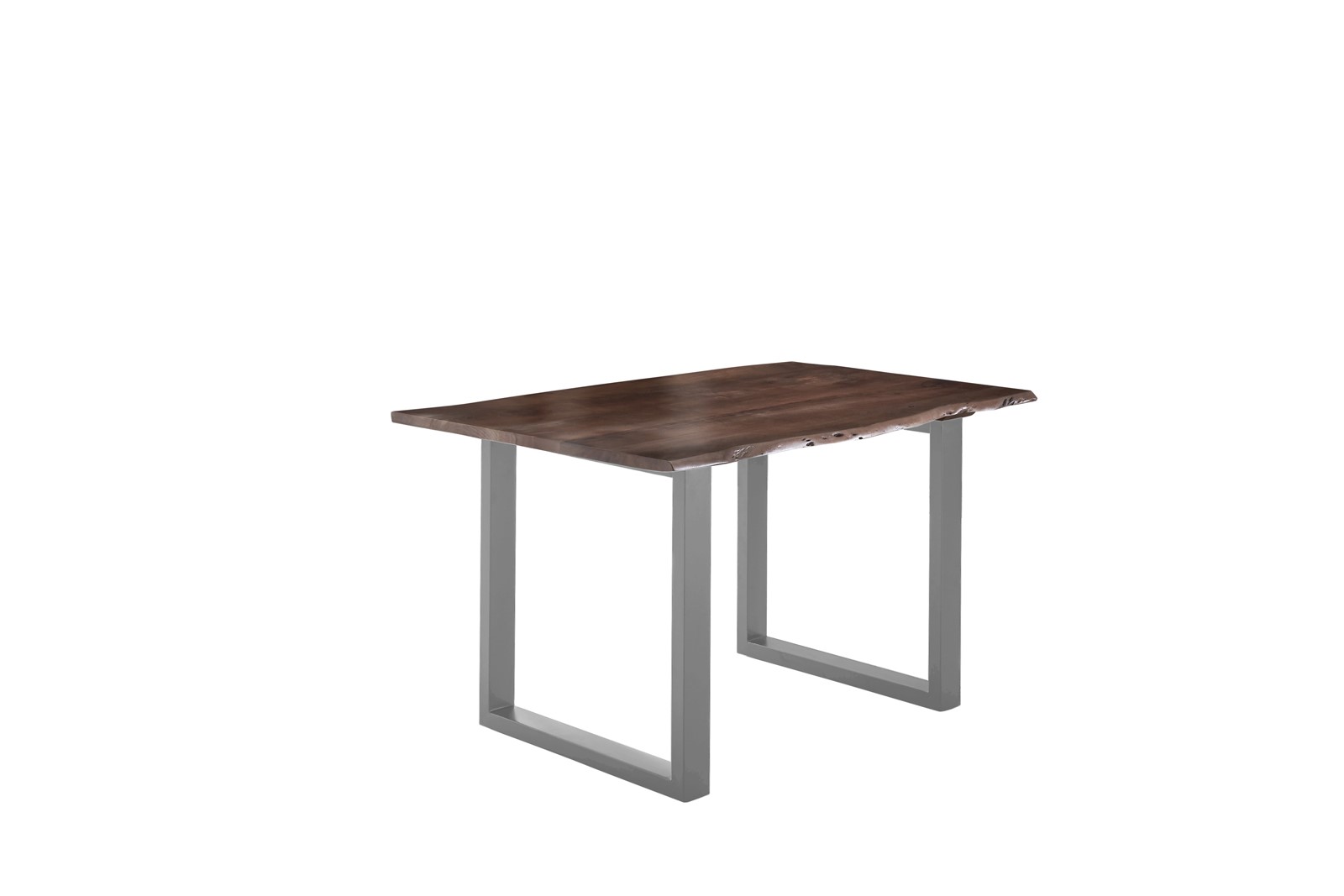 Esstisch Baumkante massiv Akazie nussbaum 160 x 85 silber U-Gestell LUBIN Esstisch Baumkante massiv Akazie nussbaum 160 x 85 silber U-Gestell LUBIN