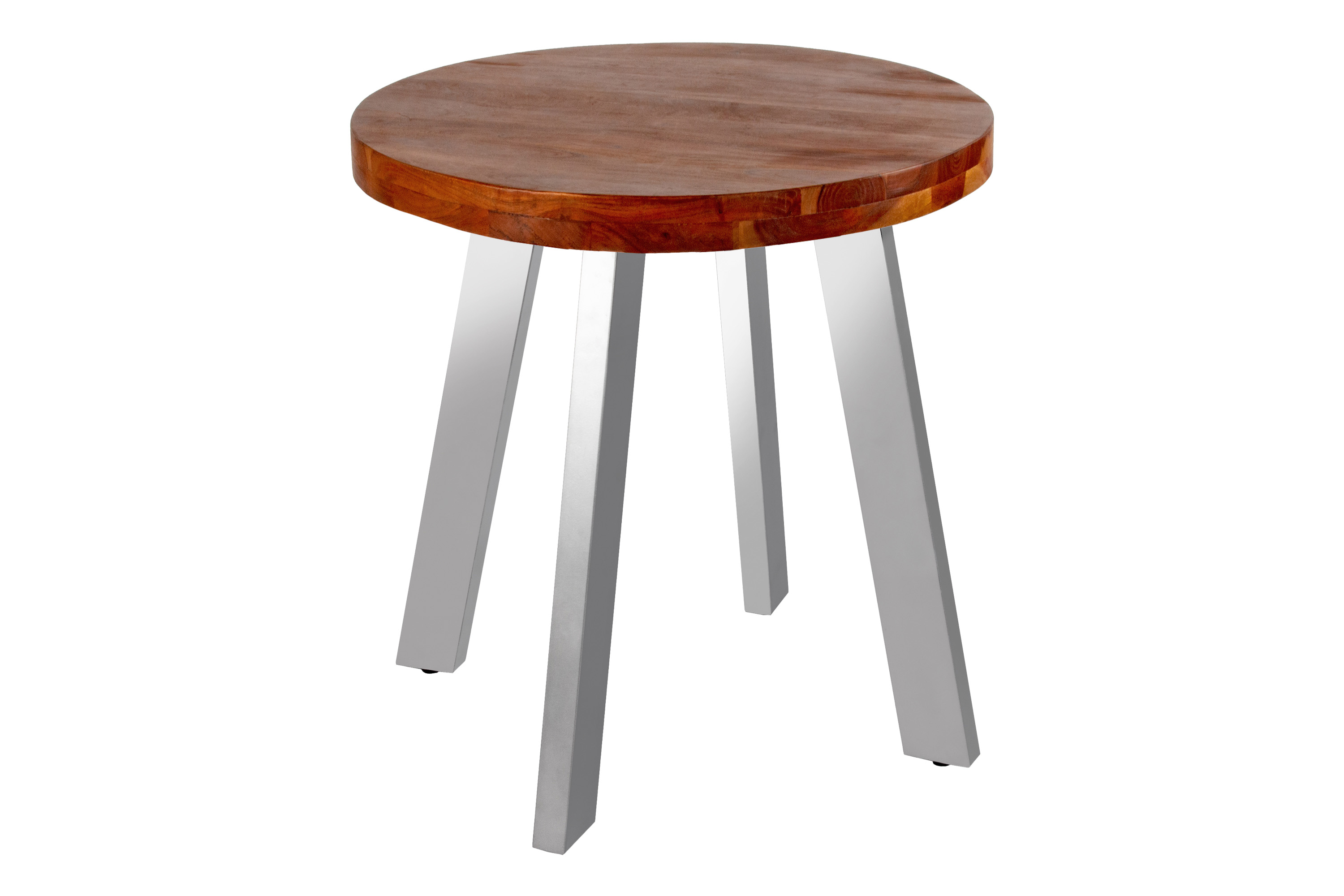 Esszimmertisch rund 80 cm Akazienholz nussbaumfarben silber SOPHIA Esszimmertisch rund 80 cm Akazienholz nussbaumfarben silber SOPHIA