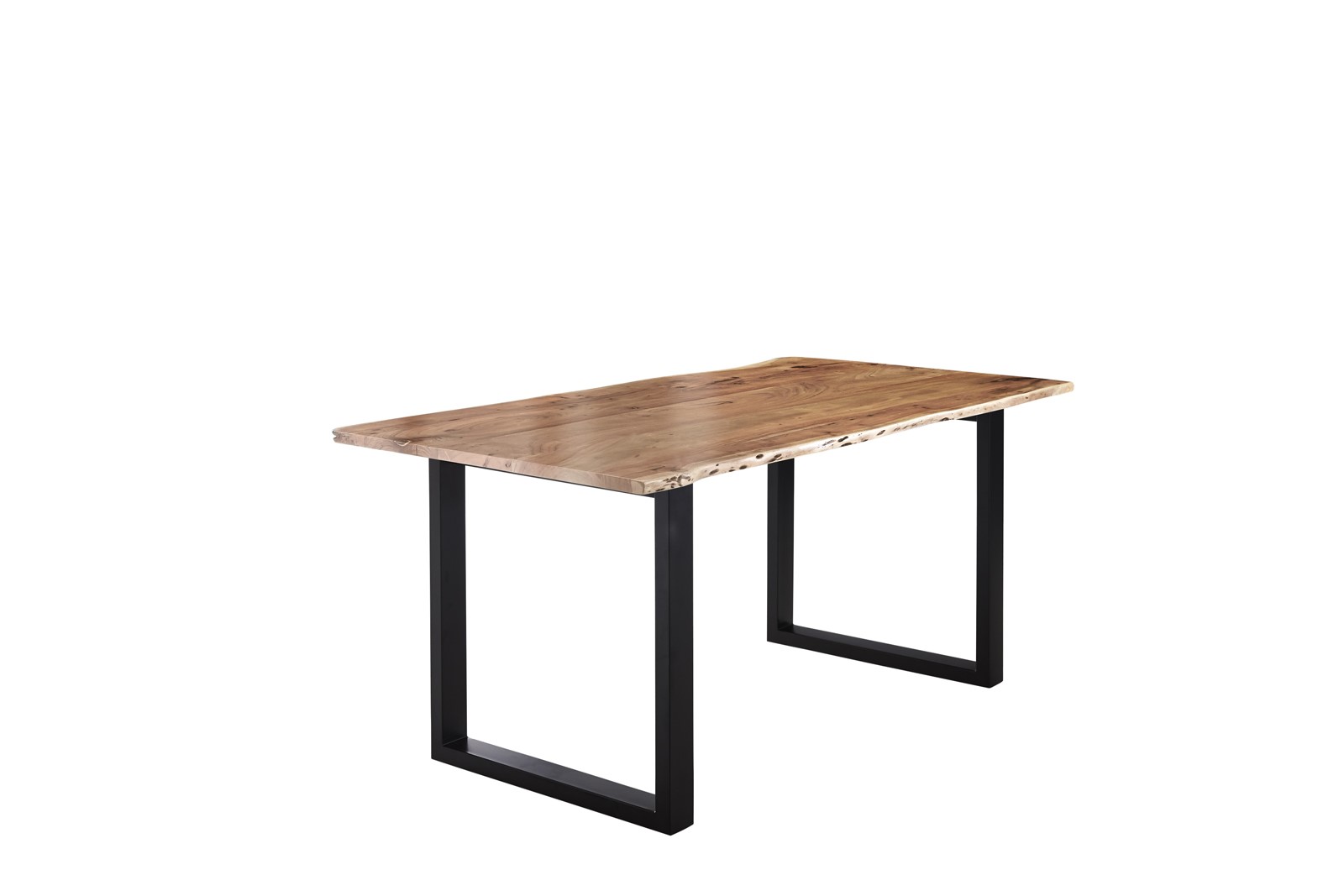 Esstisch Baumkante massiv Akazie natur 200 x 100 schwarz U-Gestell LUBIN Esstisch Baumkante massiv Akazie natur 200 x 100 schwarz U-Gestell LUBIN