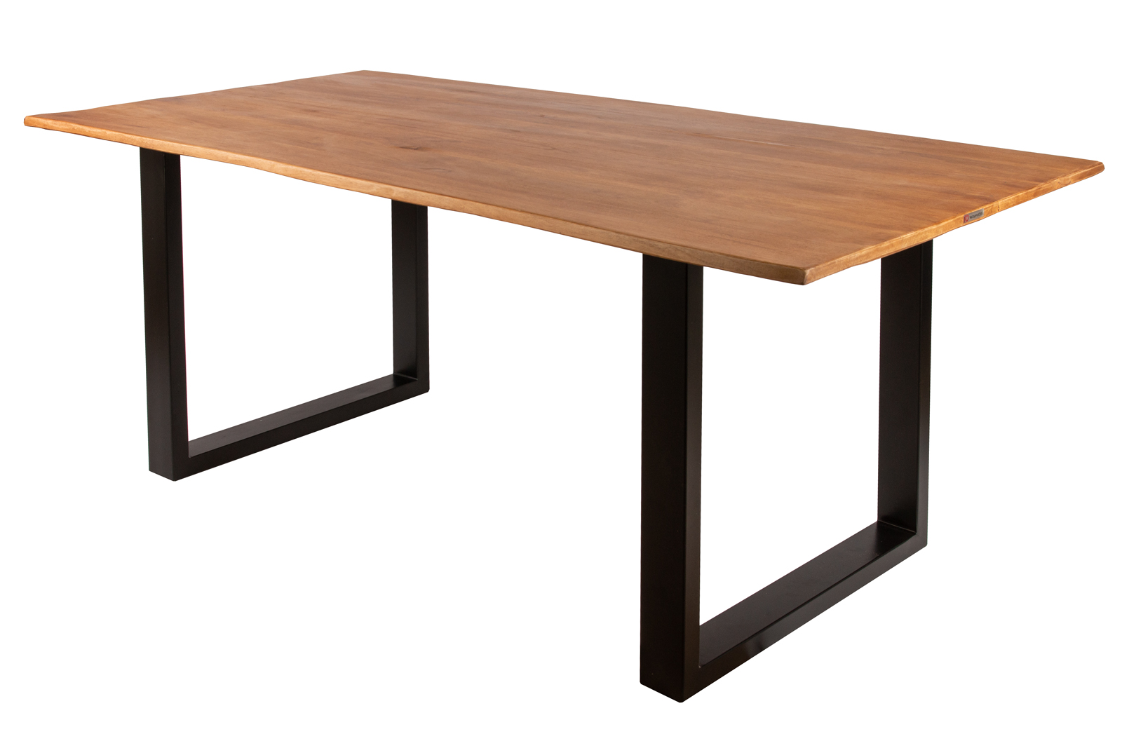 Baumkantentisch Hevea massiv eichefarben 140 x 80 cm U-Gestell schwarz MAILO Baumkantentisch Hevea massiv eichefarben 140 x 80 cm U-Gestell schwarz MAILO