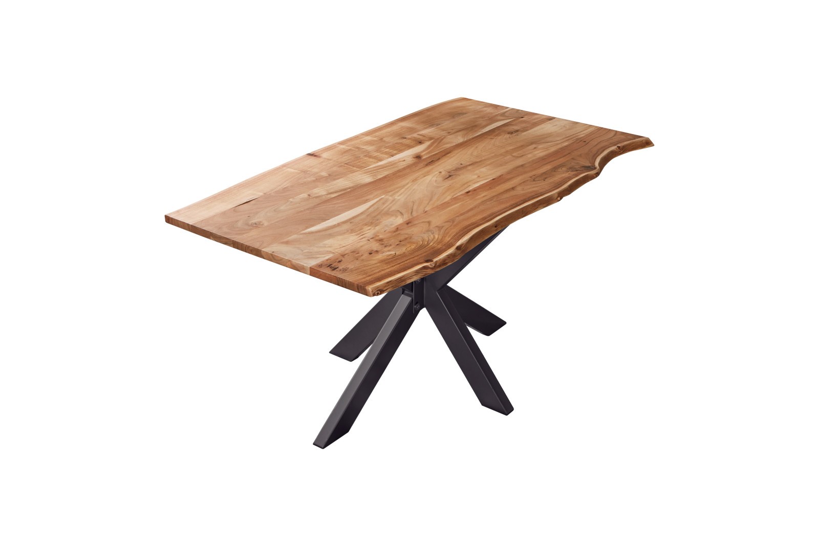 Esstisch Baumkante massiv Akazie natur 180 x 90 cm Spidergestell schwarz BENNI Esstisch Baumkante massiv Akazie natur 180 x 90 cm Spidergestell schwarz BENNI
