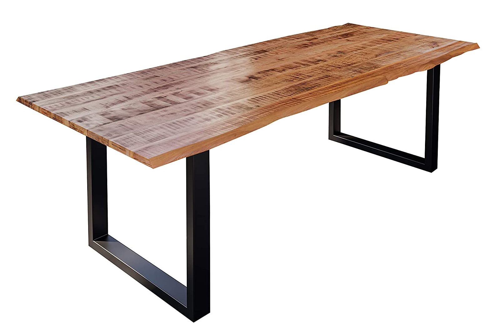 Esstisch Baumkante Massiv Mango naturfarben 240 x 100 schwarz U-Gestell DORA Esstisch Baumkante Massiv Mango naturfarben 240 x 100 schwarz U-Gestell DORA