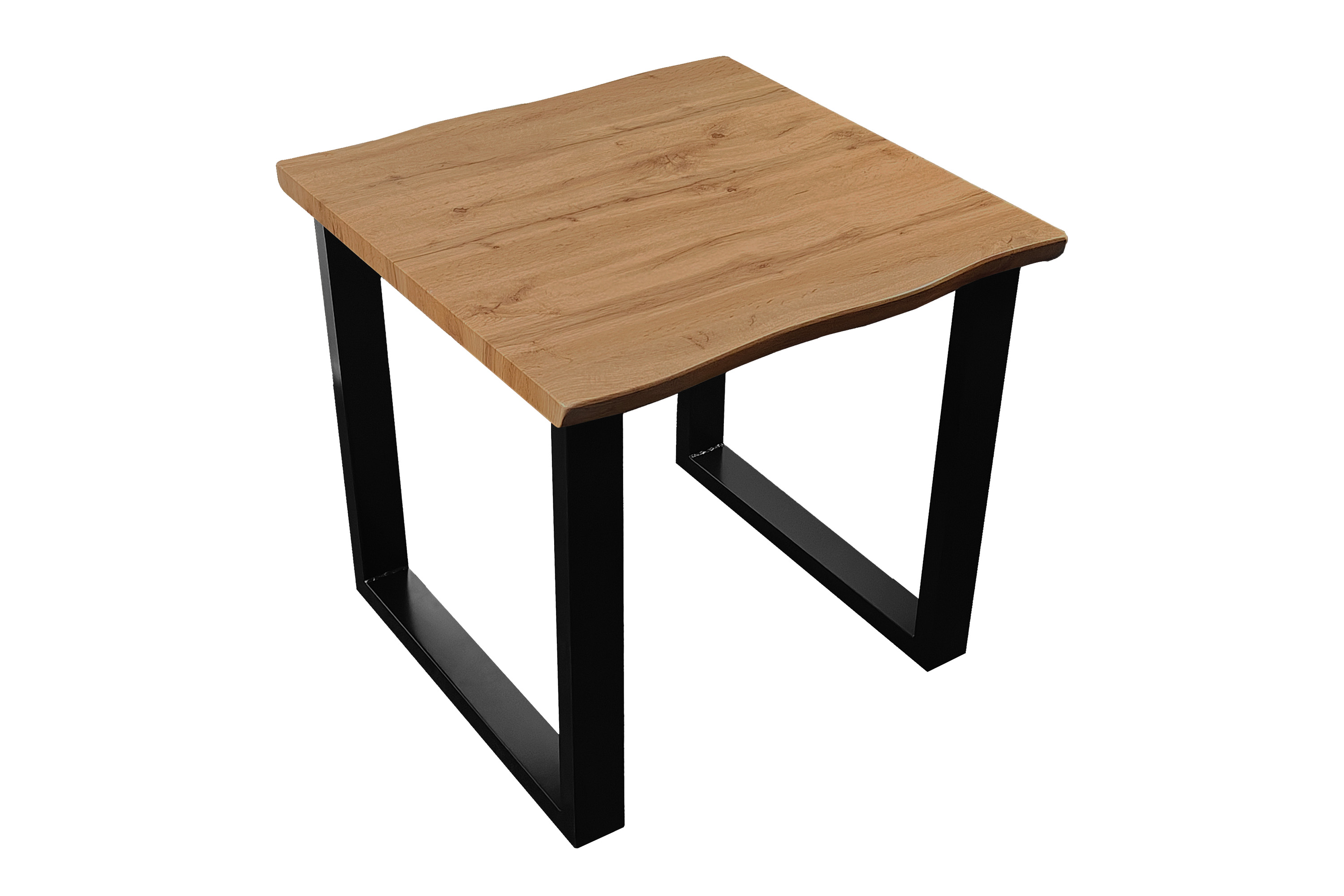 Esstisch Baumkante Holz Wildeiche-Optik 80 x 80 U-Gestell schwarz JOSY Esstisch Baumkante Holz Wildeiche-Optik 80 x 80 U-Gestell schwarz JOSY