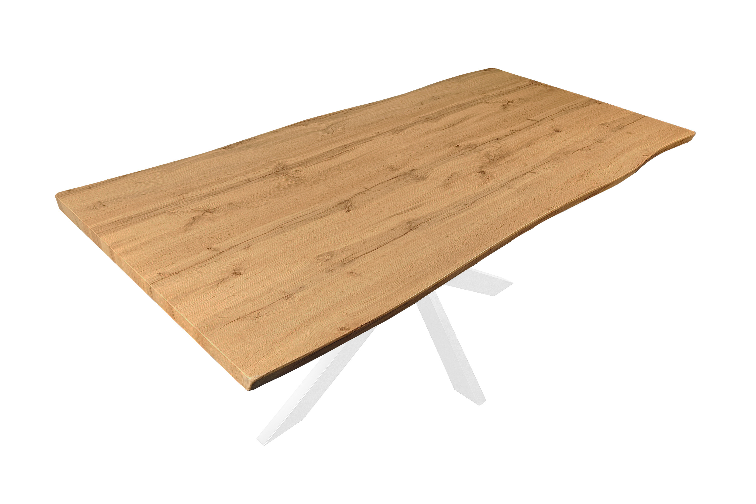 Esstisch Baumkante Holz Wildeiche-Optik 180 x 90 Spider-Gestell weiß JOSY Esstisch Baumkante Holz Wildeiche-Optik 180 x 90 Spider-Gestell weiß JOSY