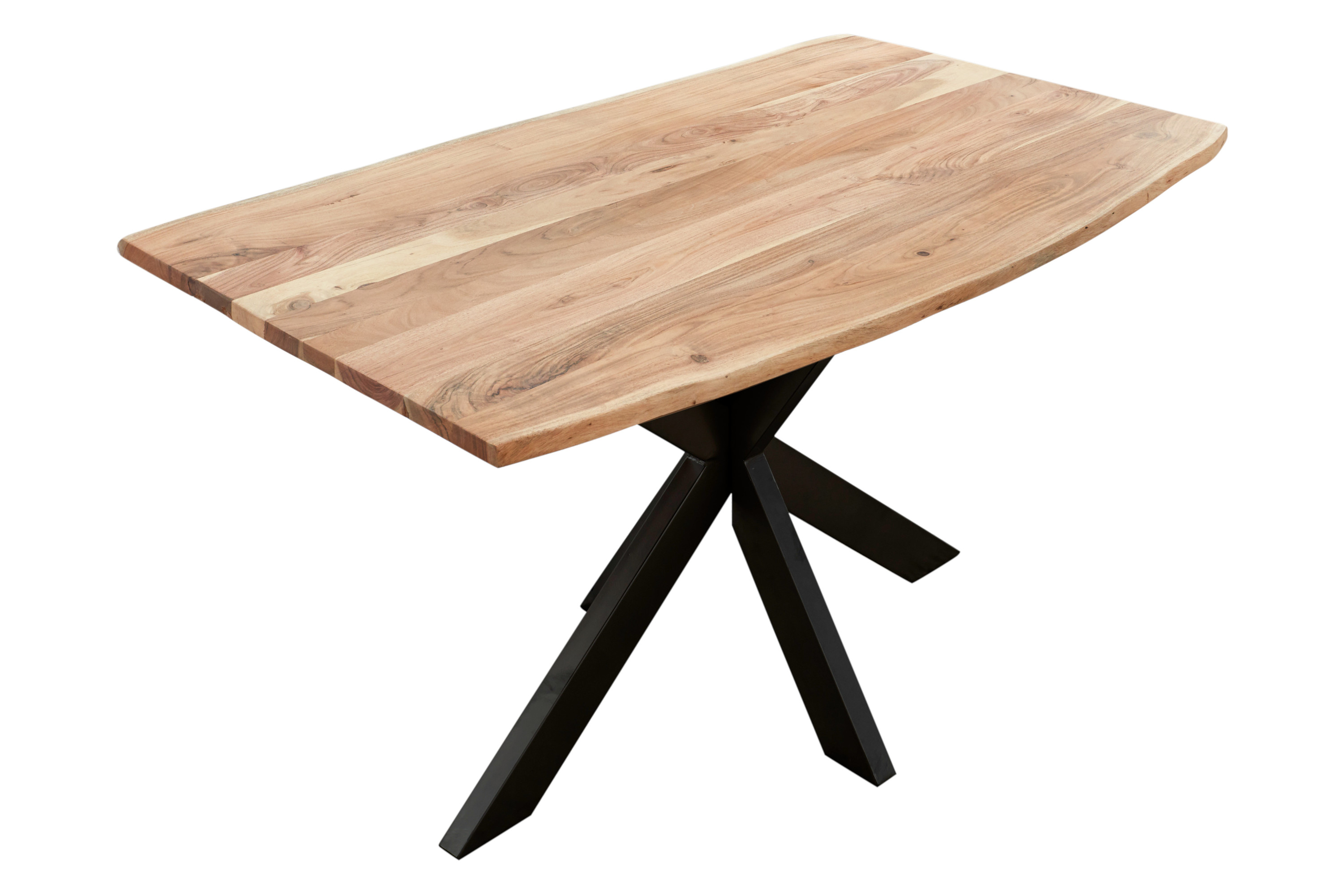 Esstisch Baumkante massiv Akazie natur 180 x 90 cm Spider-Gestell schwarz Kalea Esstisch Baumkante massiv Akazie natur 180 x 90 cm Spider-Gestell schwarz Kalea