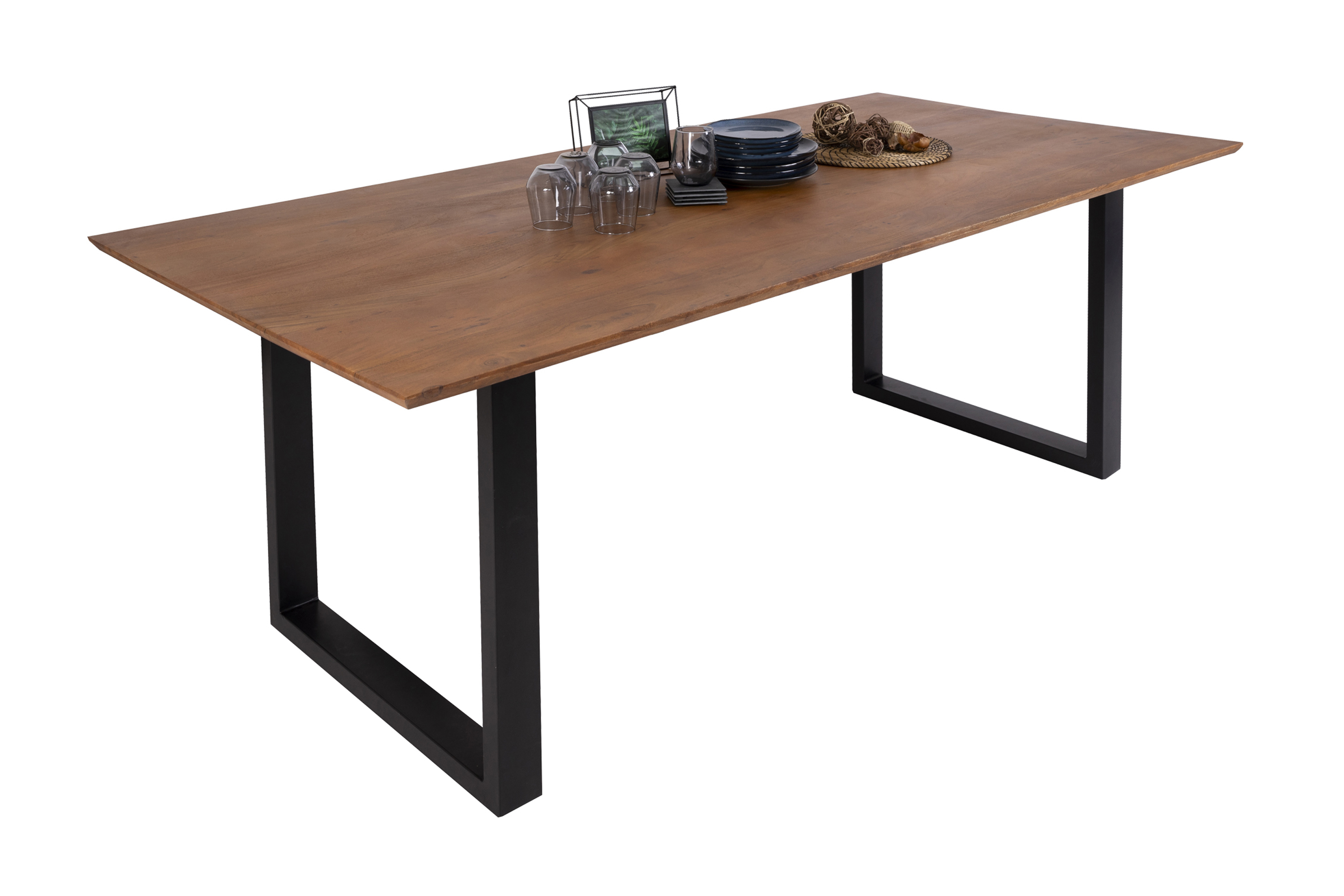 Esstisch 260x100cm Akazie massiv nussbaumfarben schweizer Kante U-Gestell ATLANTA Esstisch 260x100cm Akazie massiv nussbaumfarben schweizer Kante U-Gestell ATLANTA
