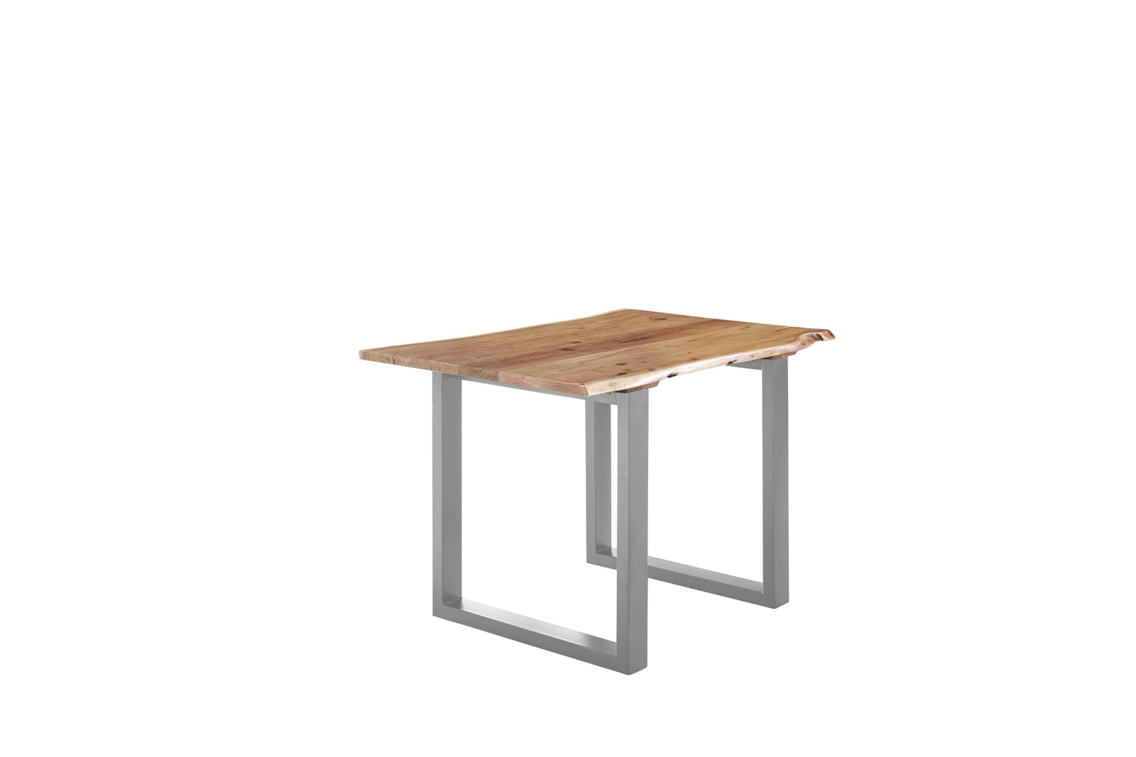Esstisch Baumkante massiv Akazie natur 140 x 80 silber U-Gestell LUBIN Esstisch Baumkante massiv Akazie natur 140 x 80 silber U-Gestell LUBIN