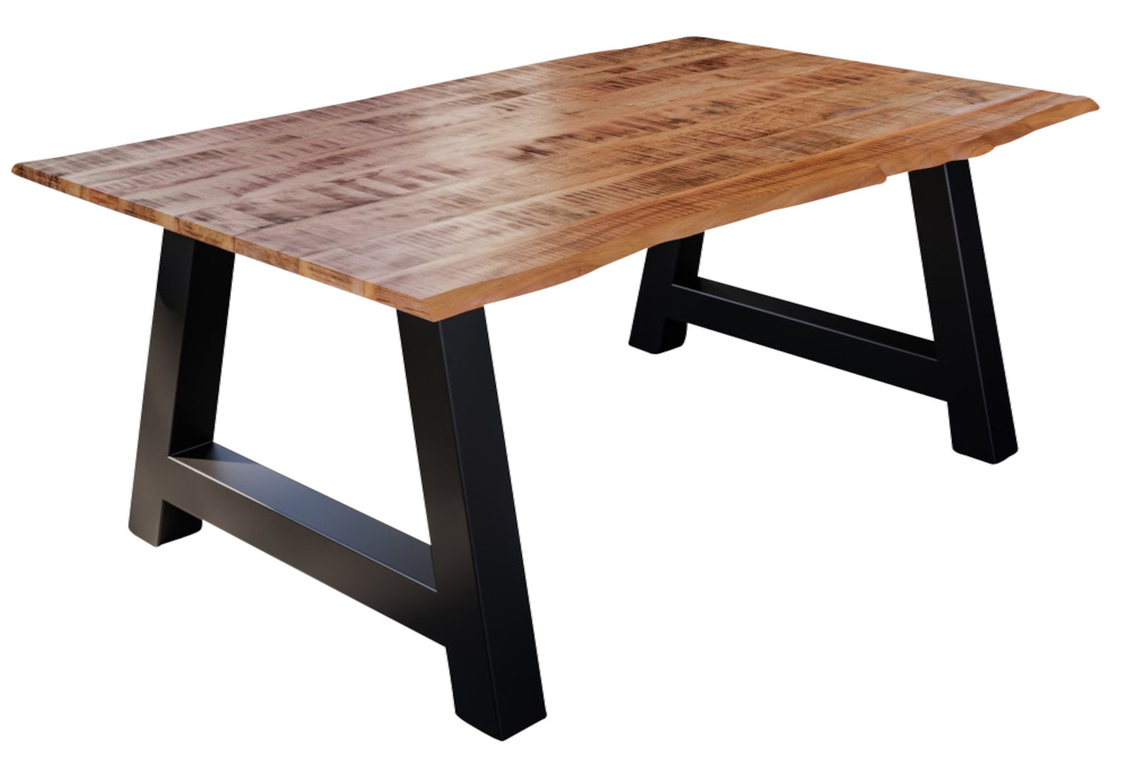 Esstisch Baumkante Massiv Mango naturfarben 120 x 80 schwarz A-Gestell DORA Esstisch Baumkante Massiv Mango naturfarben 120 x 80 schwarz A-Gestell DORA
