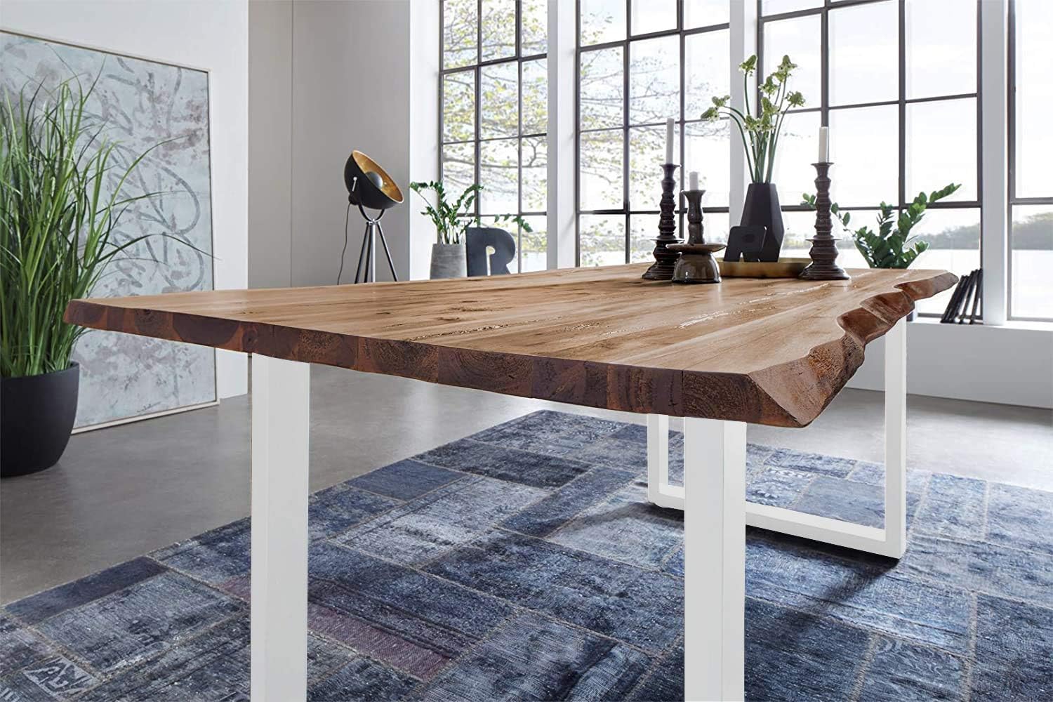 Esstisch Baumkante Massiv Akazie natur 140 x 80 weiß NOAH Esstisch Baumkante Massiv Akazie natur 140 x 80 weiß NOAH