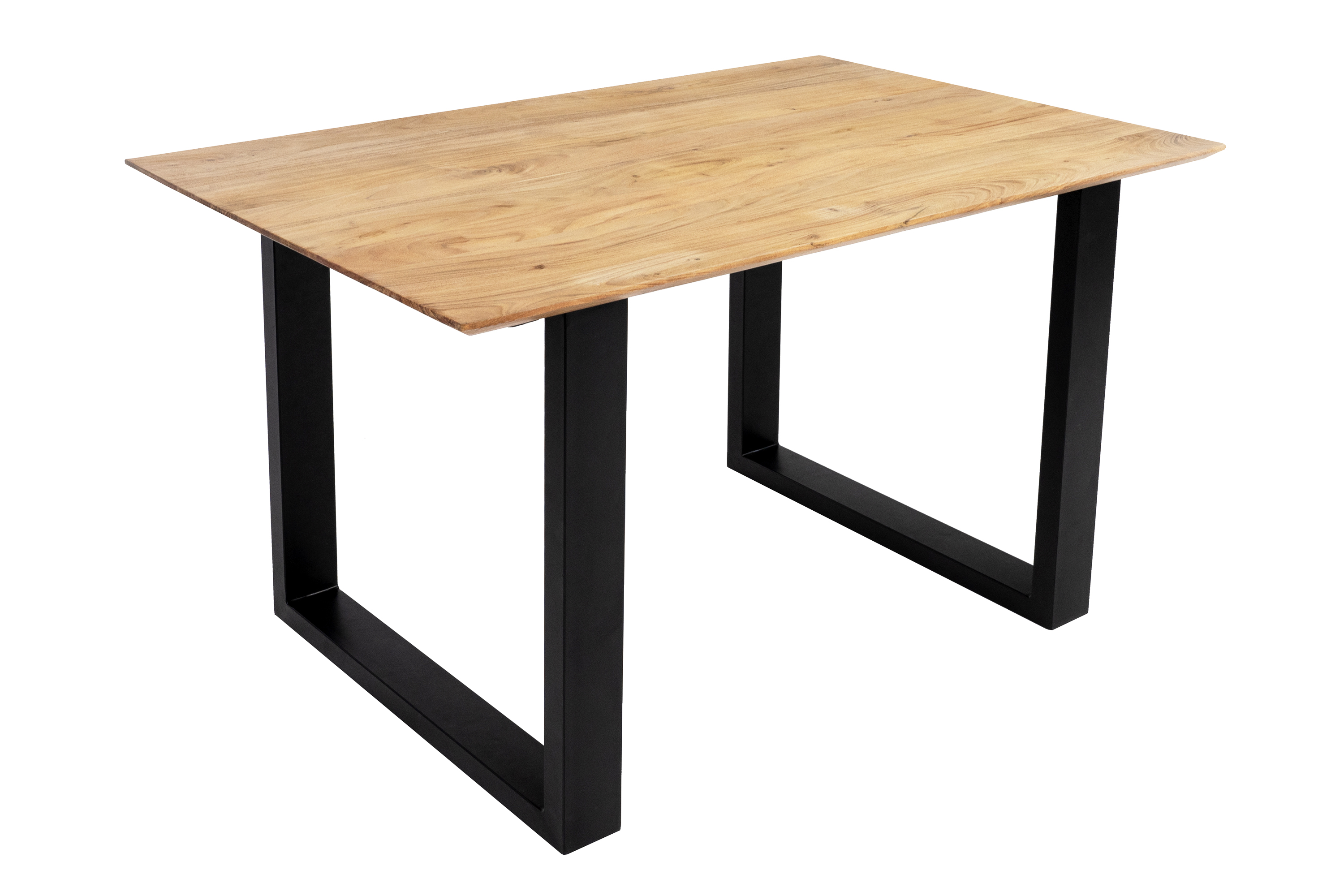 Esstisch 160x85cm Akazie massiv eichenfarben schweizer Kante U-Gestell schwarz DEAN Esstisch 160x85cm Akazie massiv eichenfarben schweizer Kante U-Gestell schwarz DEAN