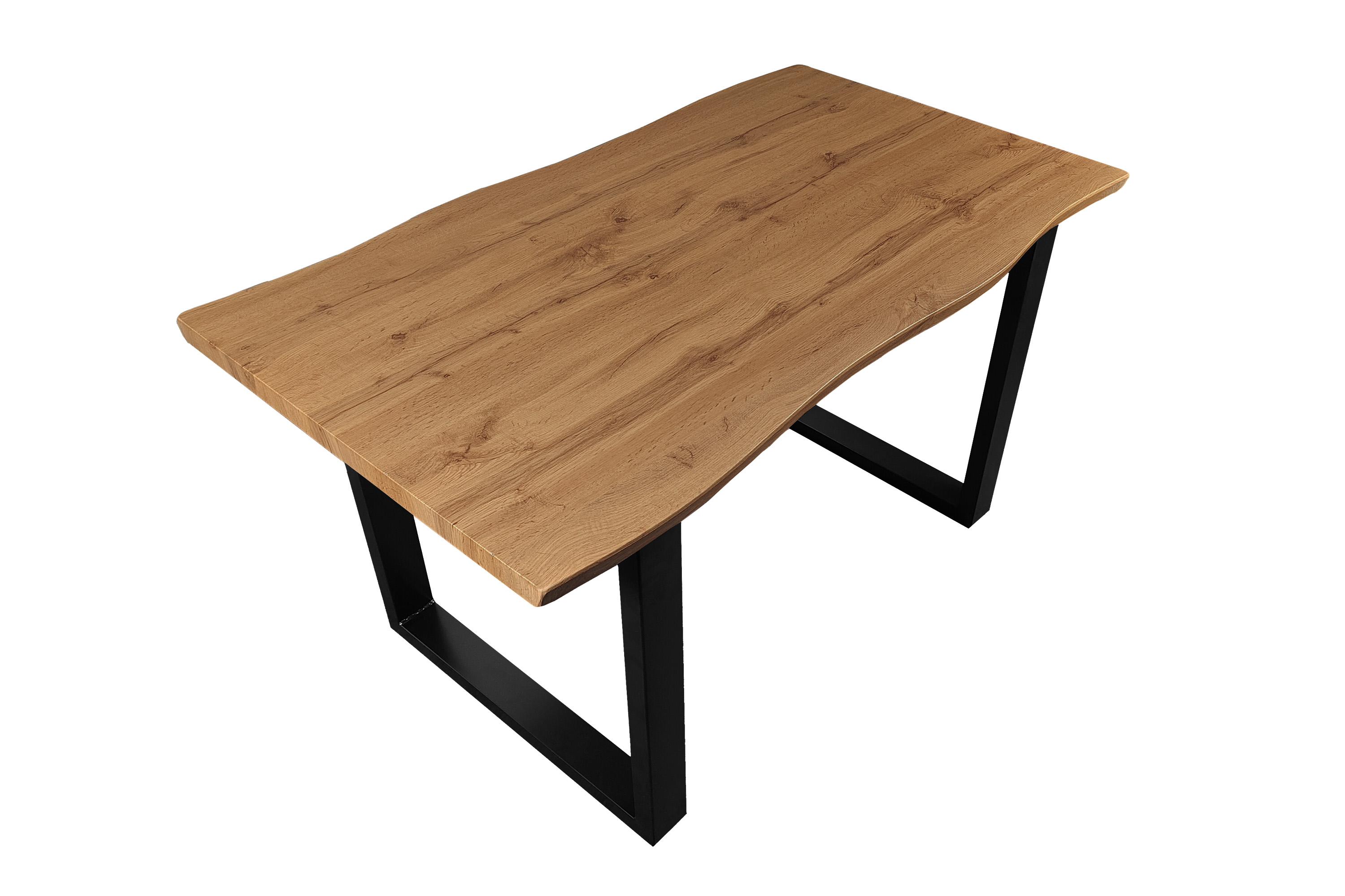 Esstisch Baumkante Holz Wildeiche-Optik 140 x 80 U-Gestell schwarz JOSY Esstisch Baumkante Holz Wildeiche-Optik 140 x 80 U-Gestell schwarz JOSY