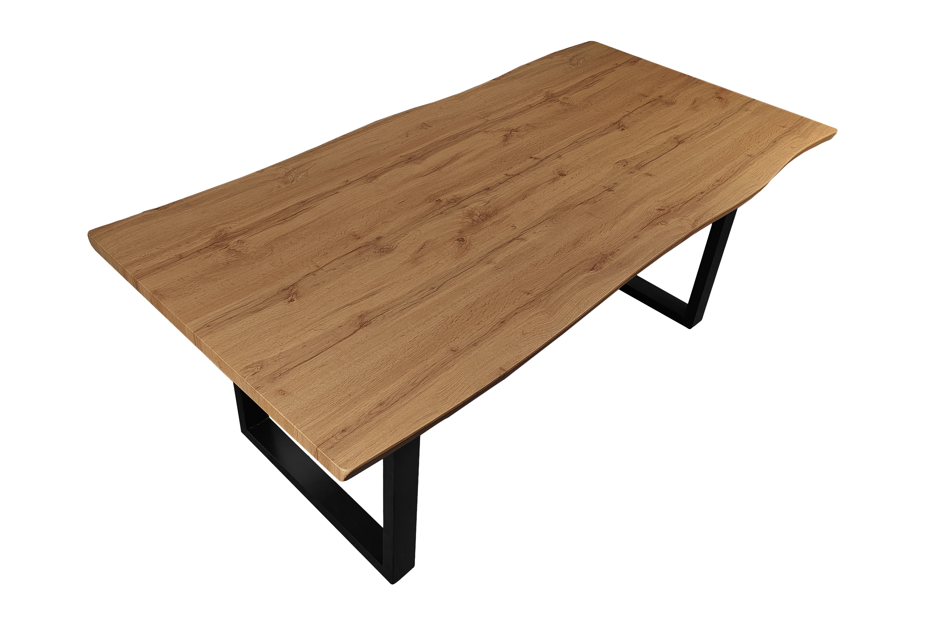 Esstisch Baumkante Holz Wildeiche-Optik 200 x 100 U-Gestell schwarz JOSY Esstisch Baumkante Holz Wildeiche-Optik 200 x 100 U-Gestell schwarz JOSY