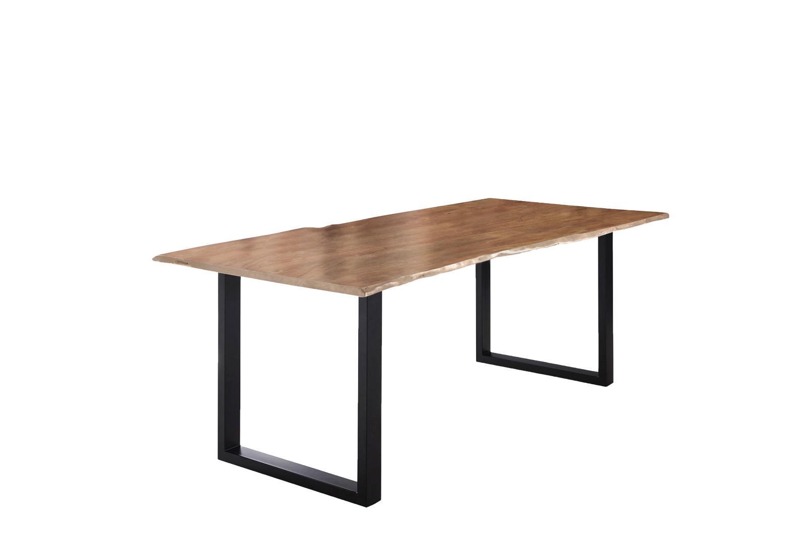 Esstisch Baumkante massiv Akazie natur 220 x 100 schwarz U-Gestell LUBIN Esstisch Baumkante massiv Akazie natur 220 x 100 schwarz U-Gestell LUBIN