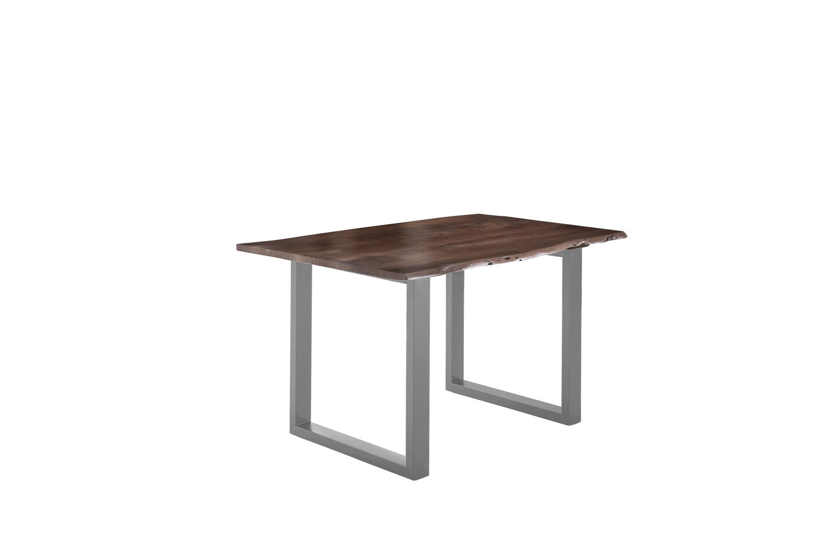 Esstisch Baumkante massiv Akazie nussbaum 180 x 90 silber U-Gestell LUBIN Esstisch Baumkante massiv Akazie nussbaum 180 x 90 silber U-Gestell LUBIN