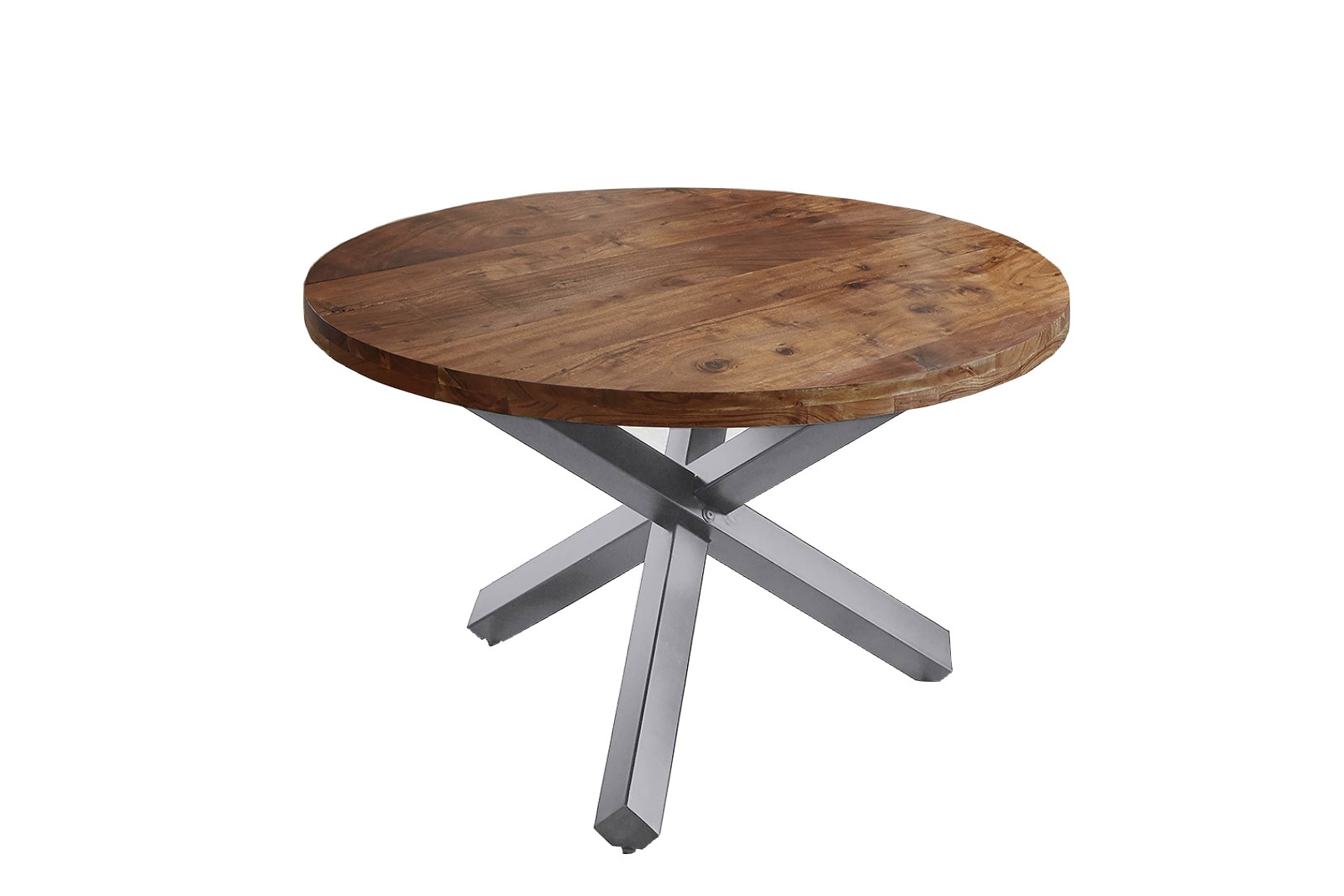 Esszimmertisch rund 140 cm Akazienholz Nussbaum Silber RUNA Esszimmertisch rund 140 cm Akazienholz Nussbaum Silber RUNA