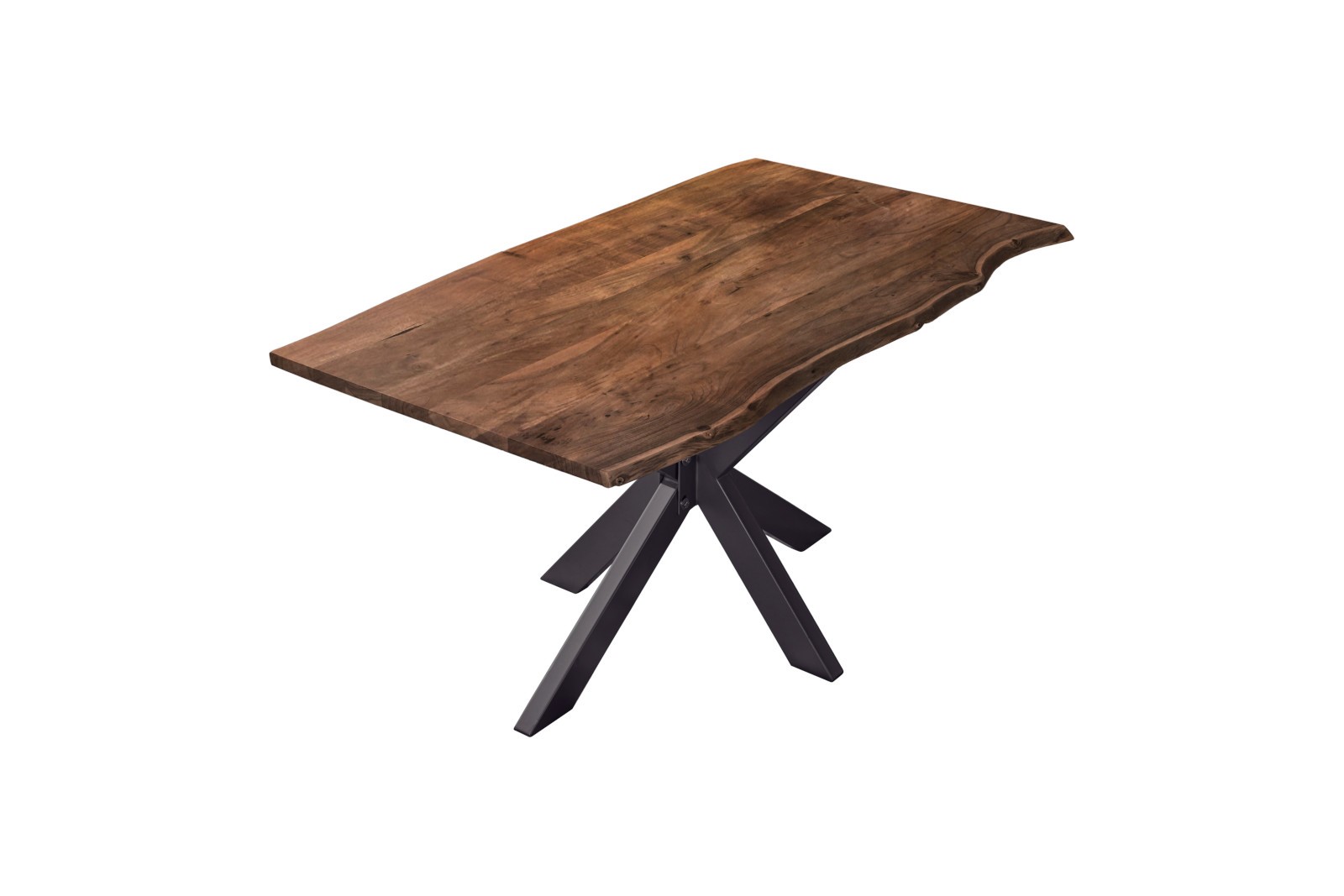 Esstisch Baumkante massiv Akazie nussbaum 160 x 85 cm Spidergestell schwarz BENNI Esstisch Baumkante massiv Akazie nussbaum 160 x 85 cm Spidergestell schwarz BENNI