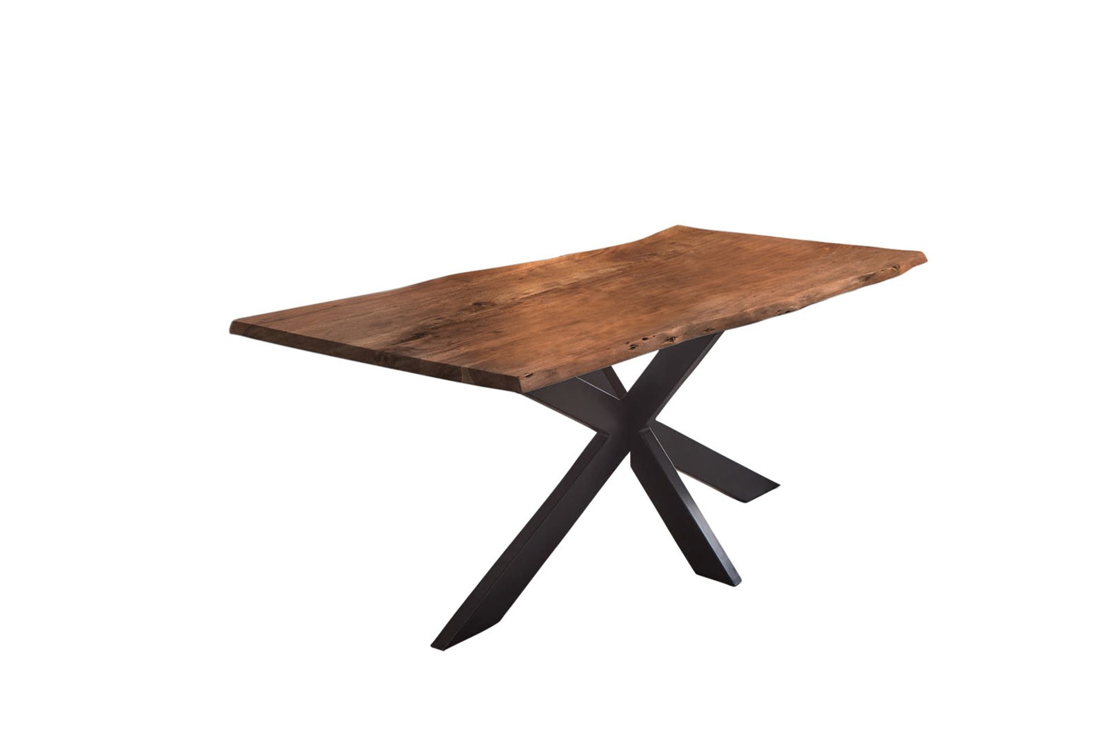 Esstisch Baumkante Akazie nussbaumfarben 120 x 80 cm Spider-Gestell schwarz TABEA Esstisch Baumkante Akazie nussbaumfarben 120 x 80 cm Spider-Gestell schwarz TABEA