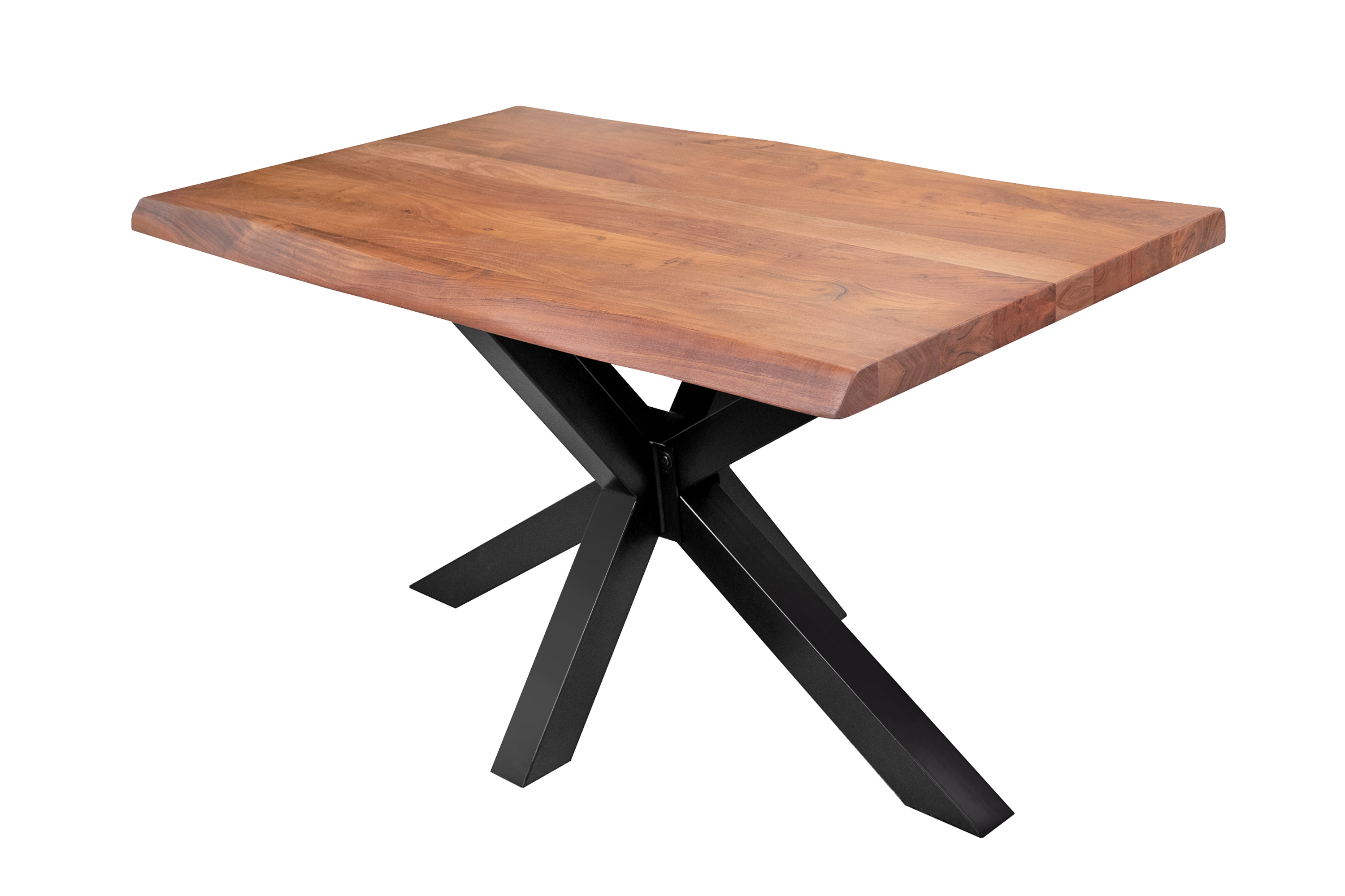 Esstisch Baumkante massiv Akazie Nussbaum 120 x 80 Spider-Gestell schwarz CALI Esstisch Baumkante massiv Akazie Nussbaum 120 x 80 Spider-Gestell schwarz CALI