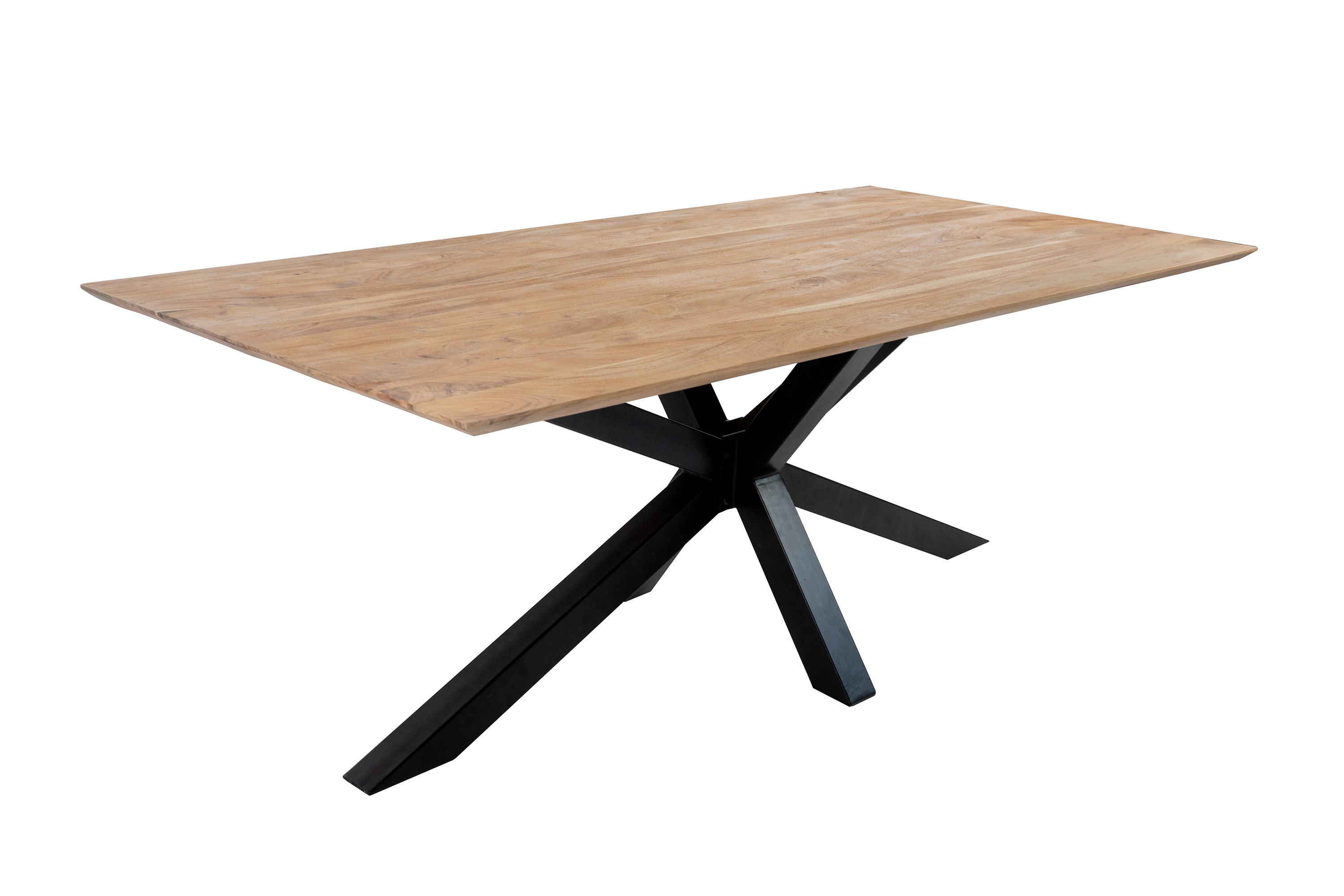 Esstisch 180x90cm Akazie massiv eichenfarben schweizer Kante Spider-Gestell schwarz DEAN Esstisch 180x90cm Akazie massiv eichenfarben schweizer Kante Spider-Gestell schwarz DEAN